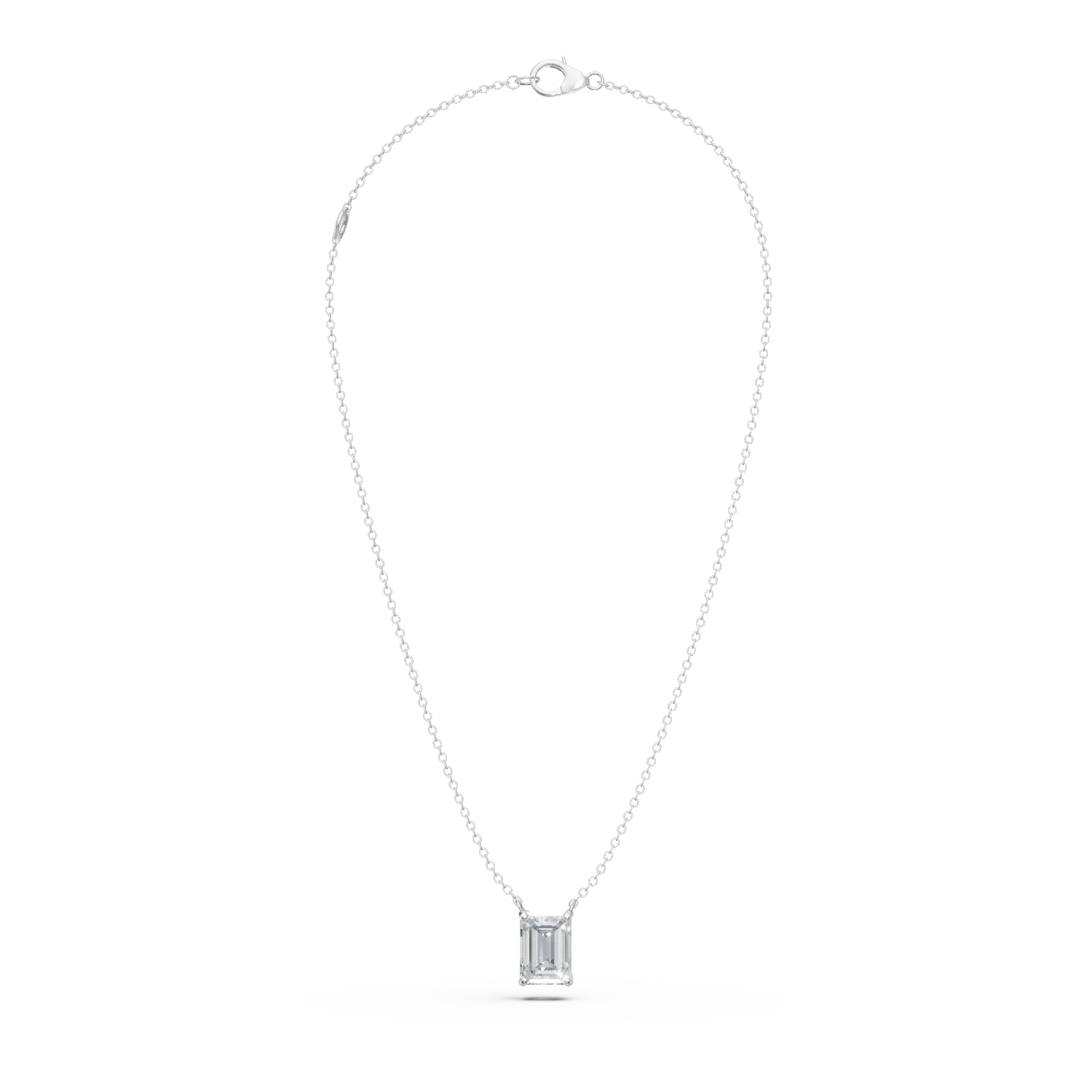 Lant cu pandantiv geometric din aur alb cu diamant de 0.7ct creat in laborator
