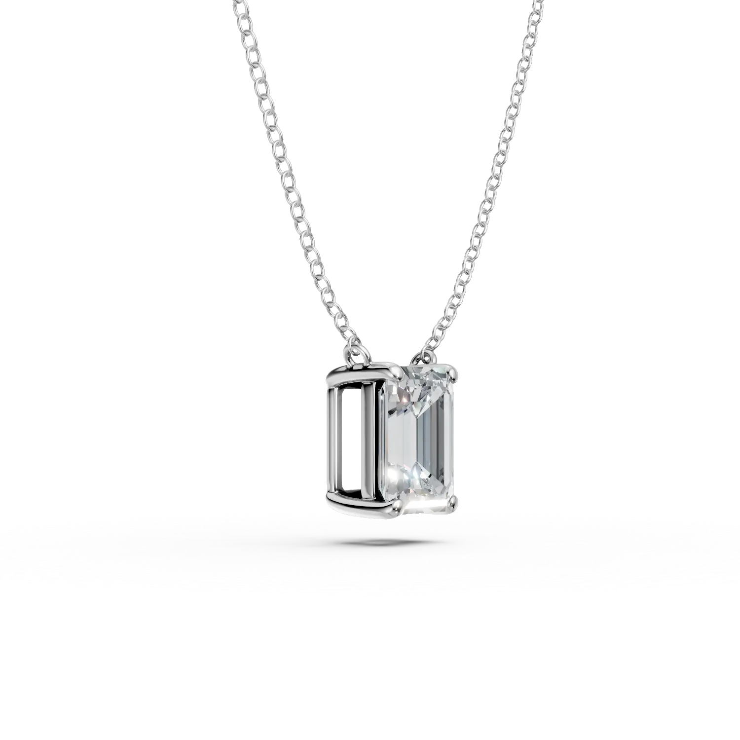Lant cu pandantiv geometric din aur alb cu diamant de 0.7ct creat in laborator