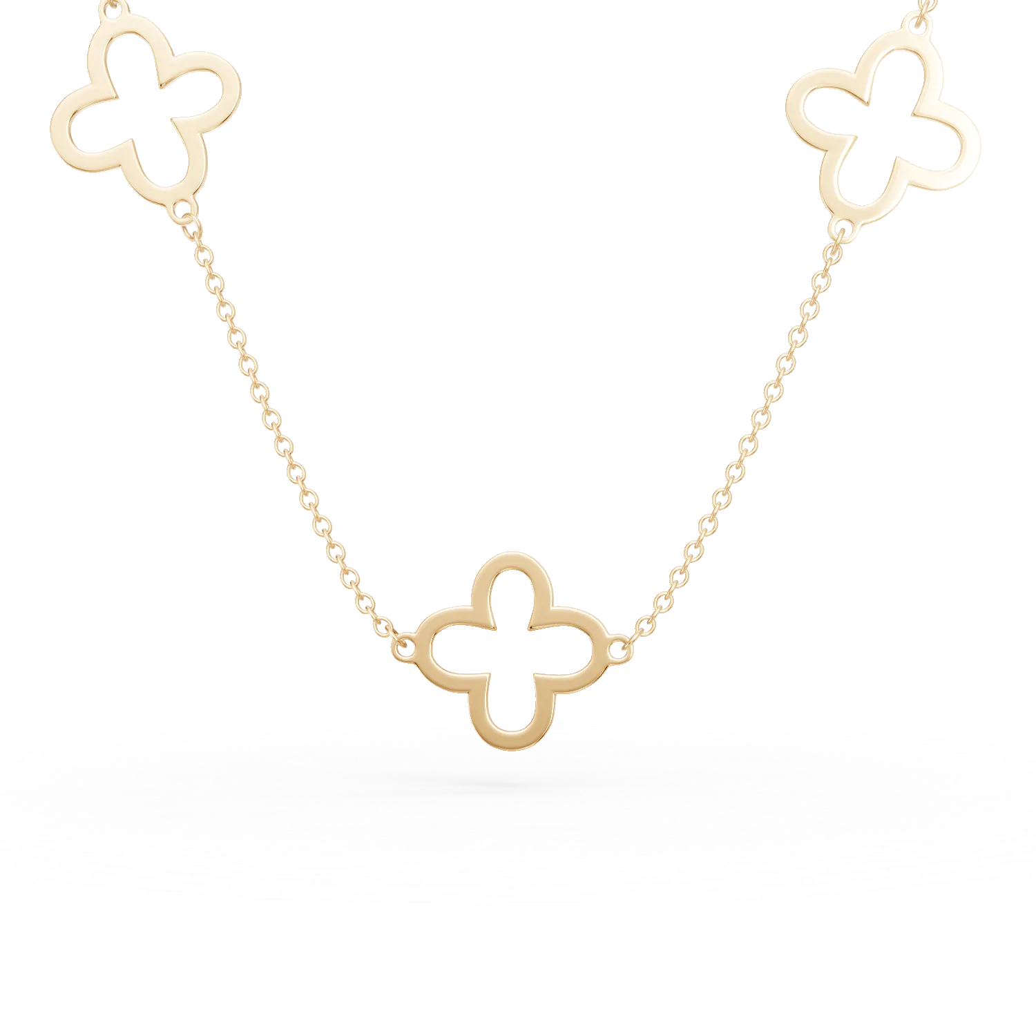 Lant cu pandantive floare din aur galben