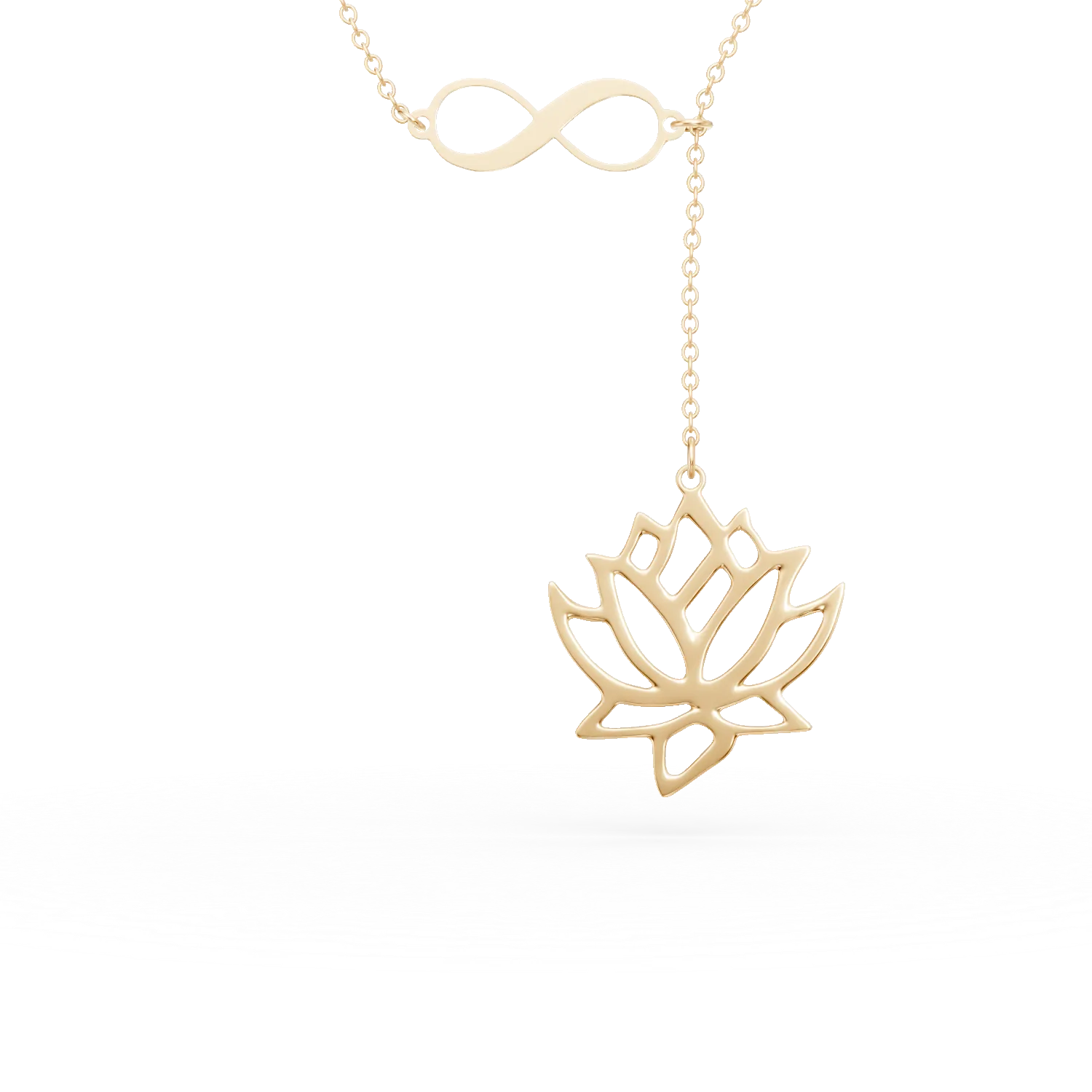 Lant cu pandantive floare si infinit din aur galben