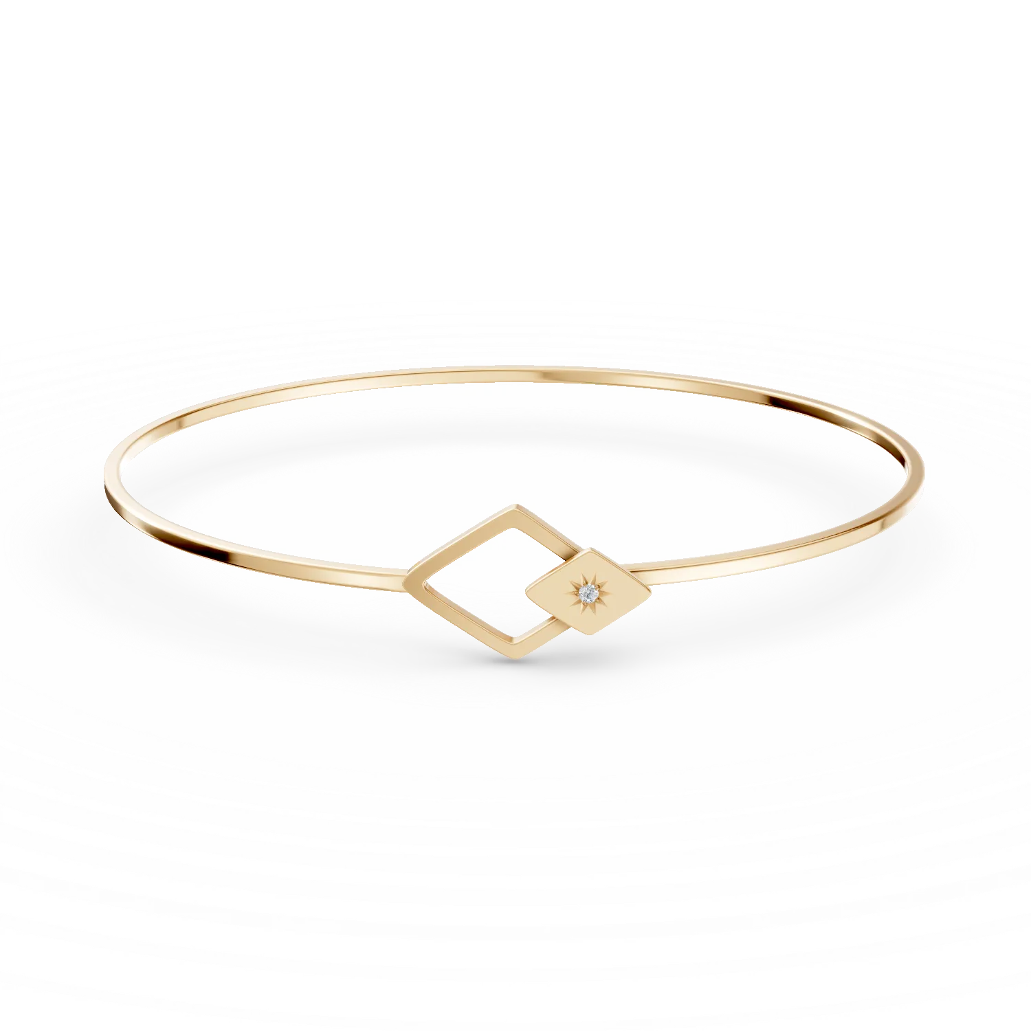 Bratara fixa din aur galben cu motive geometrice cu diamant de 0.01ct
