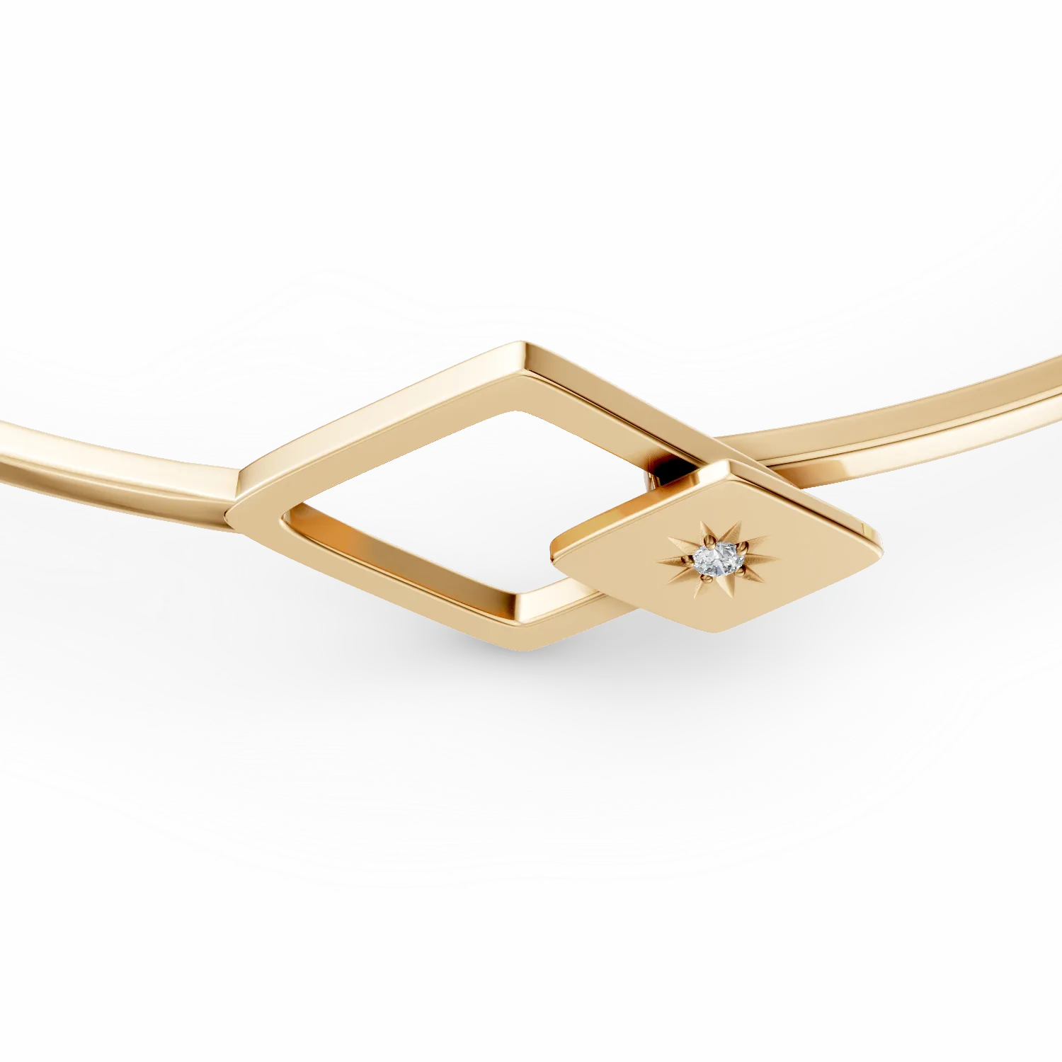 Bratara fixa din aur galben cu motive geometrice cu diamant de 0.01ct