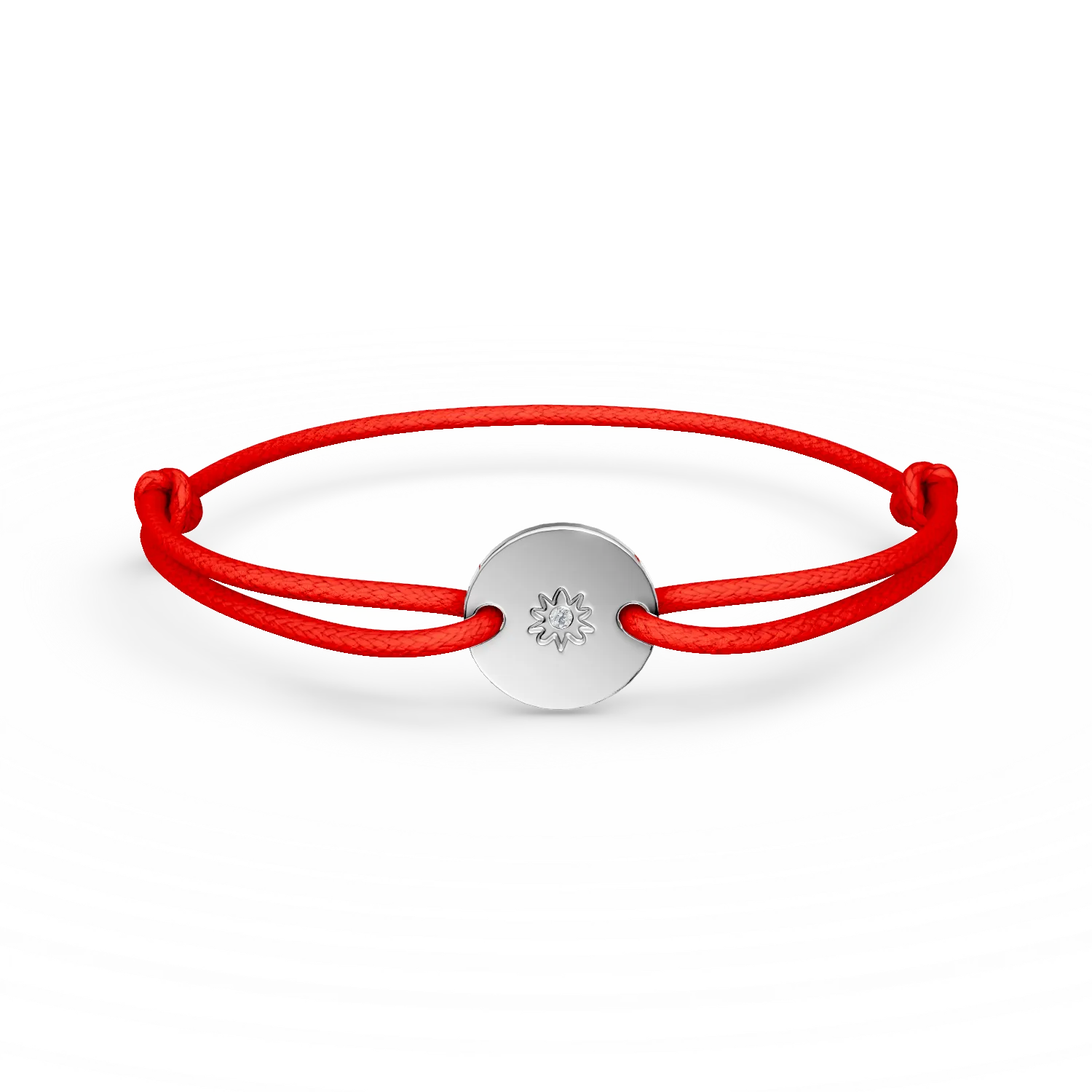 Bratara cu snur si pandantiv cerc din aur alb cu diamant de 0.01ct