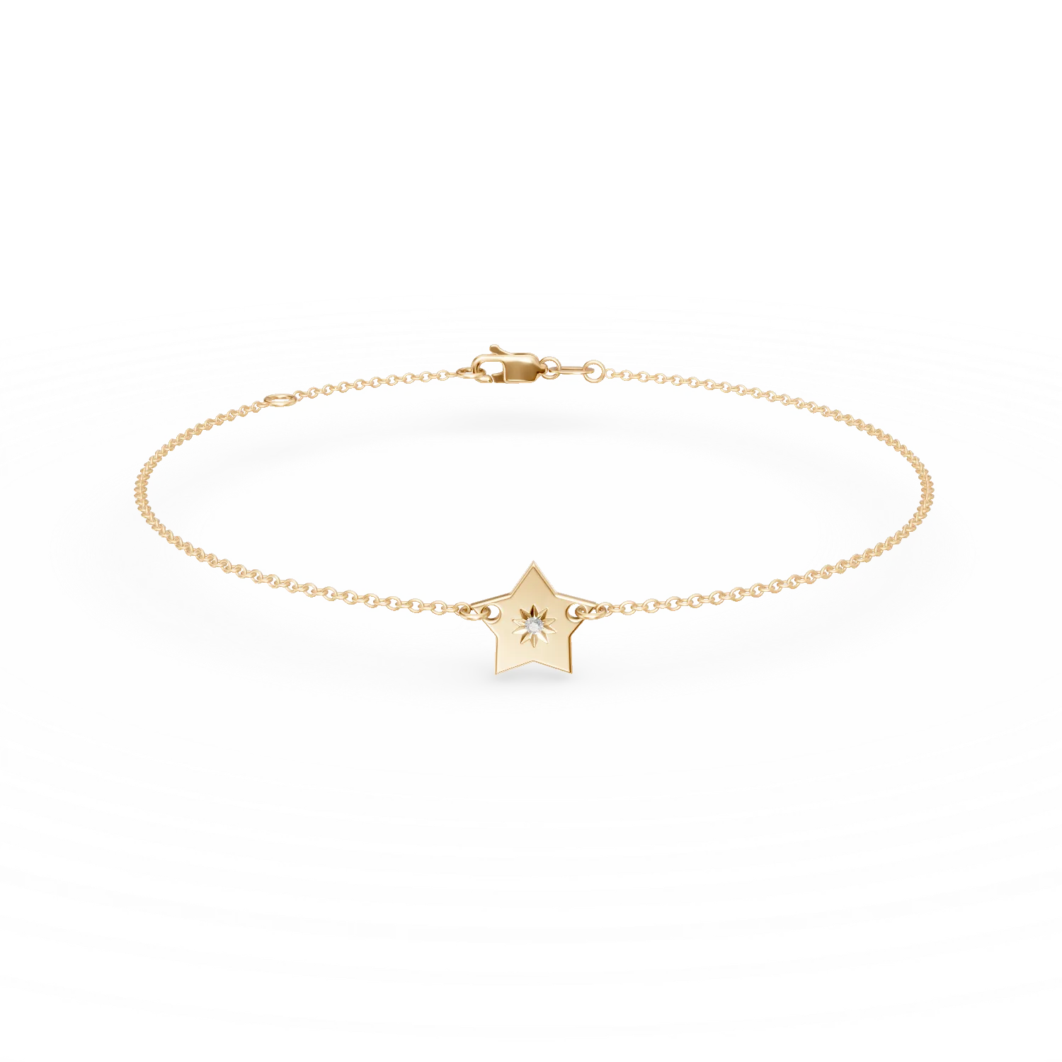 Bratara cu pandantiv stea din aur galben cu diamant de 0.01ct