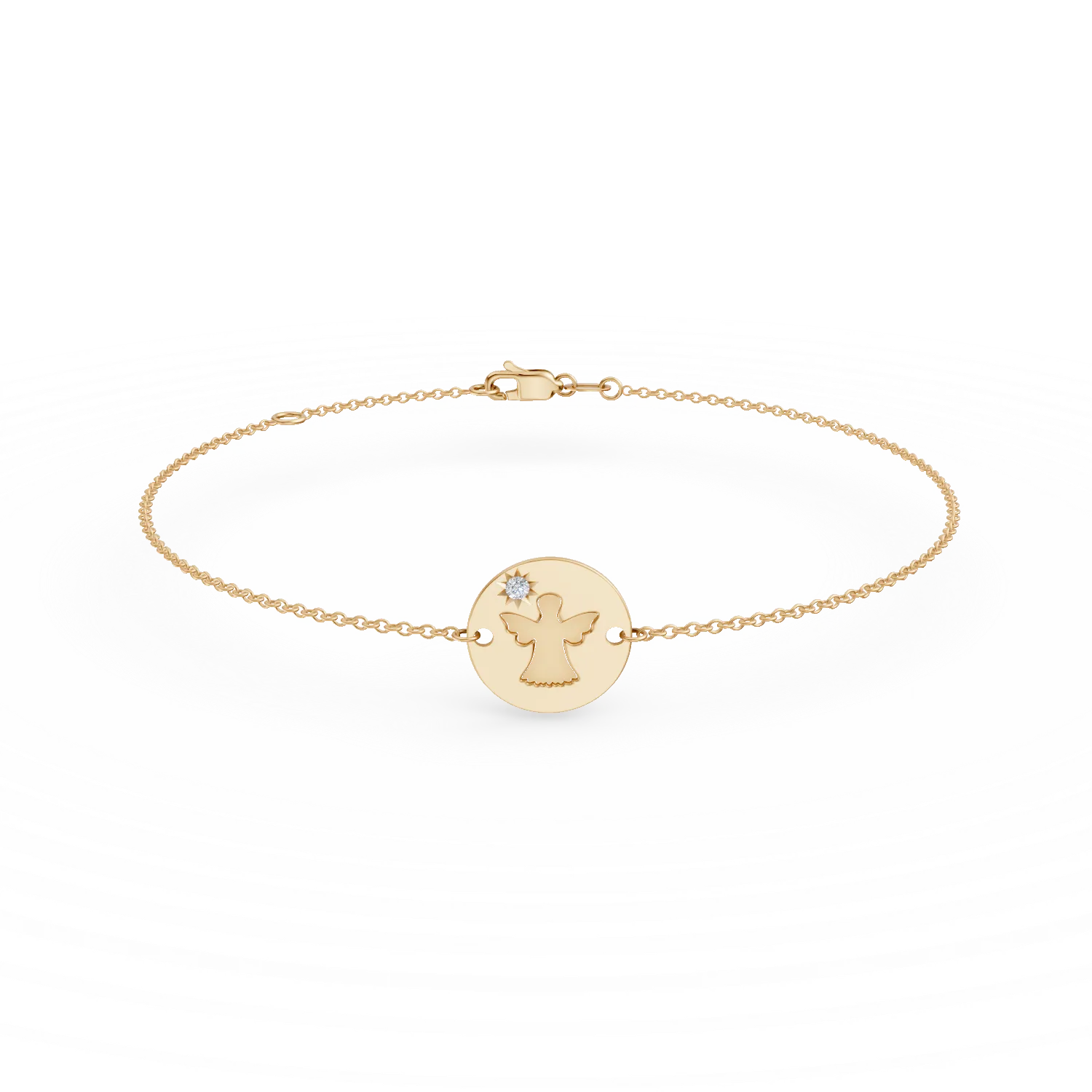 Bratara cu pandantiv ingeras din aur galben cu diamant de 0.01ct