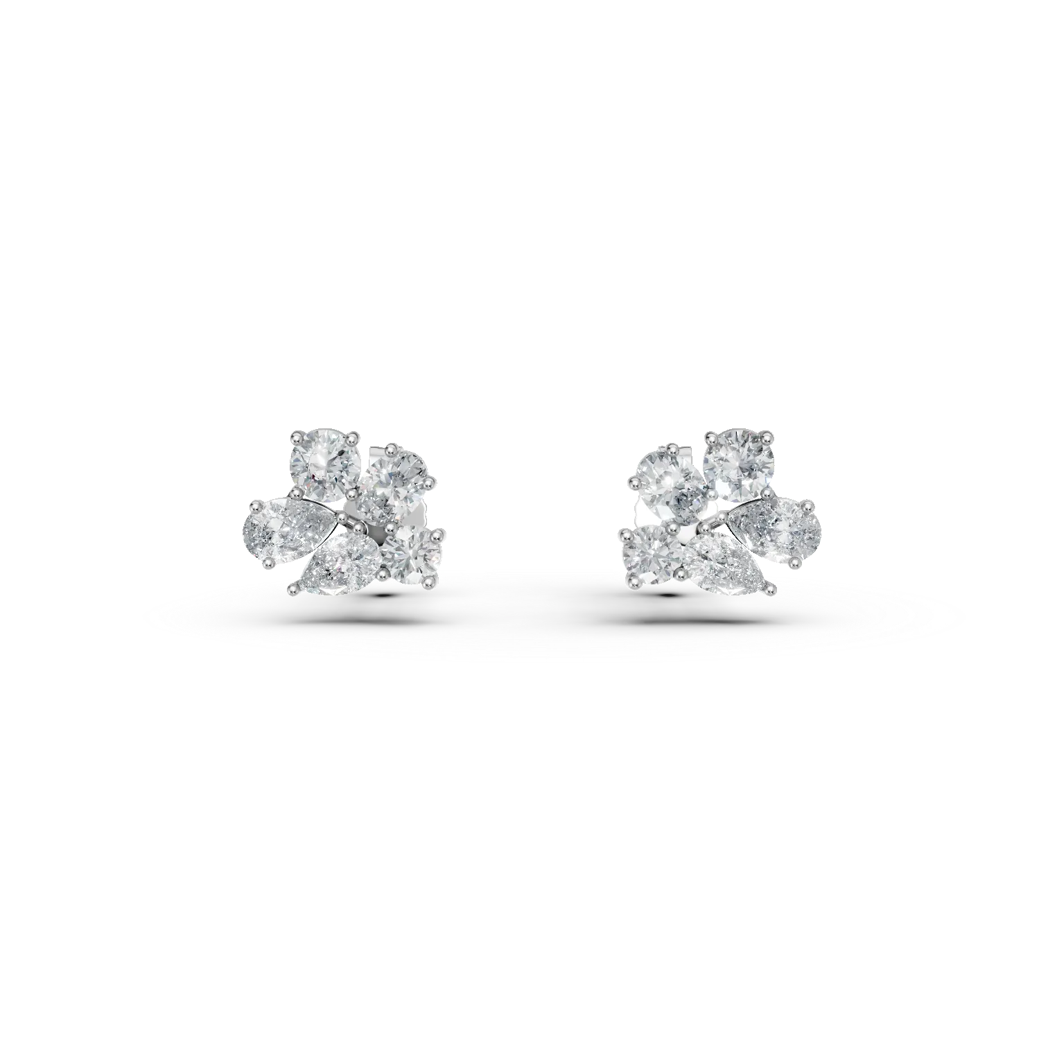 Cercei din aur alb cu diamante de 1ct create in laborator