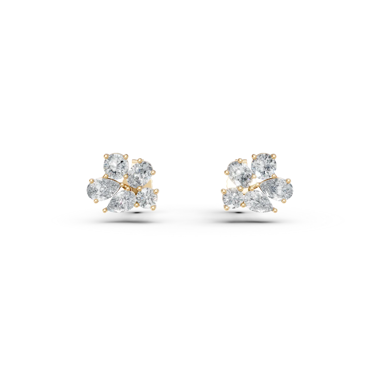 Cercei din aur galben cu diamante de 1ct create in laborator