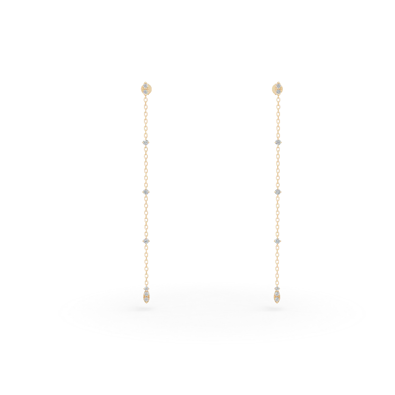 Cercei lungi din aur galben cu diamante de 0.3ct