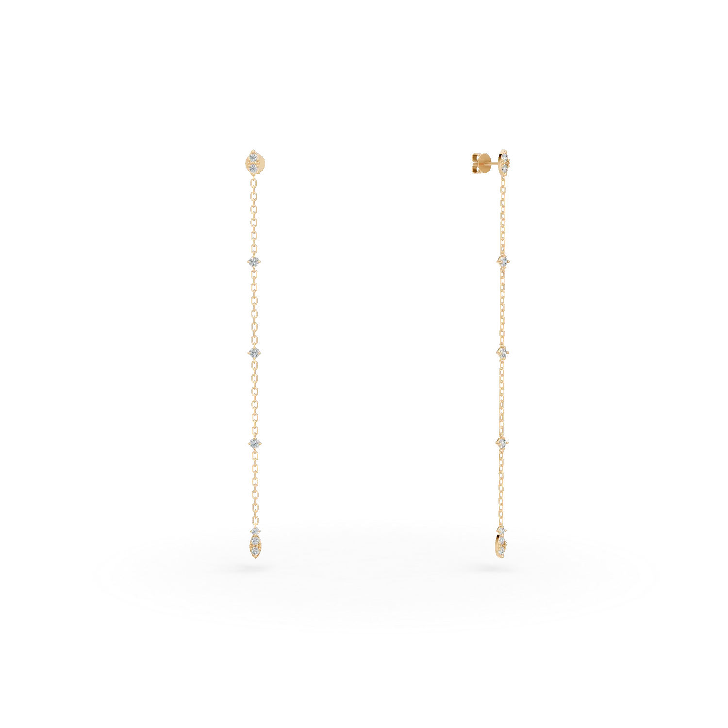 Cercei lungi din aur galben cu diamante de 0.3ct