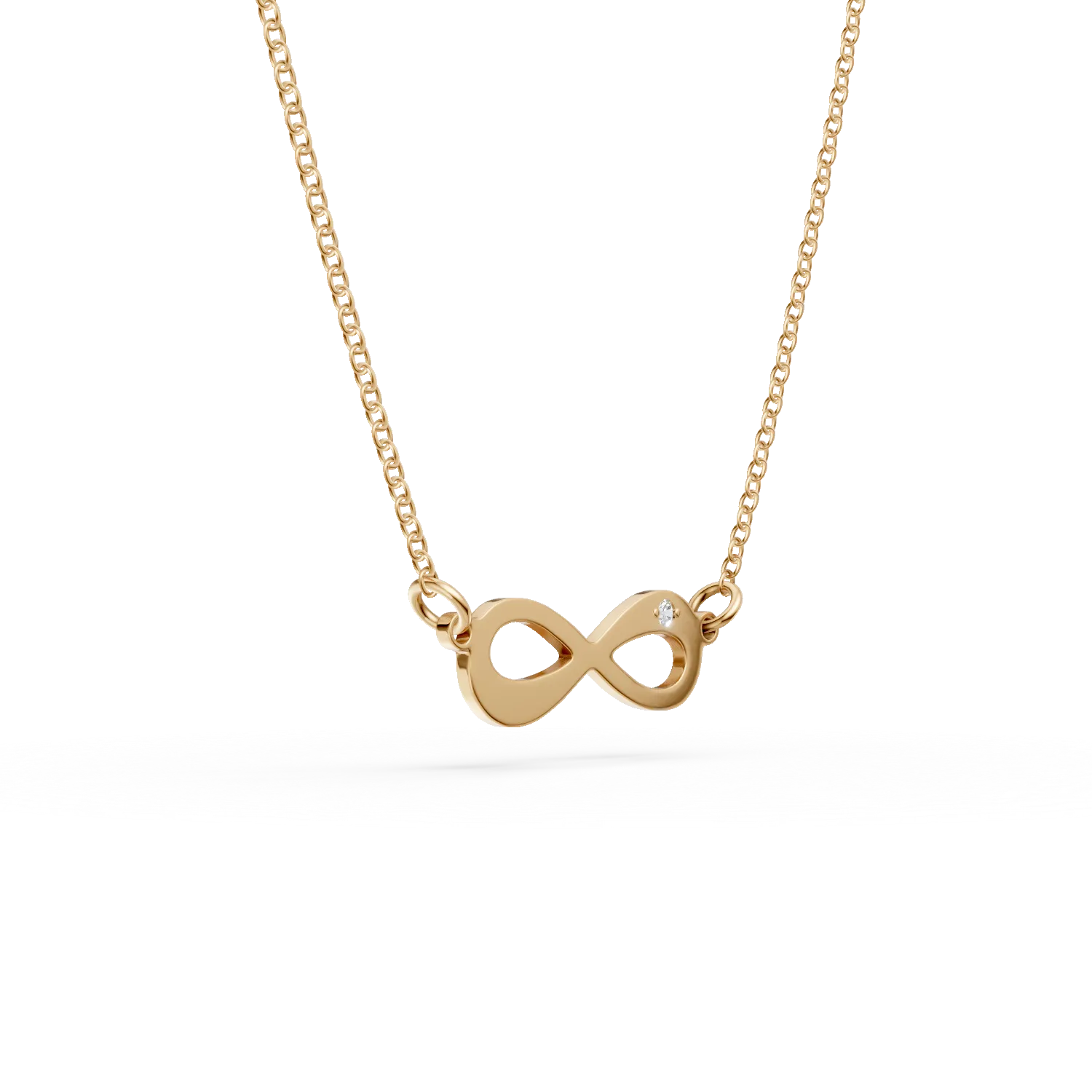 Lant cu pandantiv infinit din aur galben cu diamant de 0.01ct