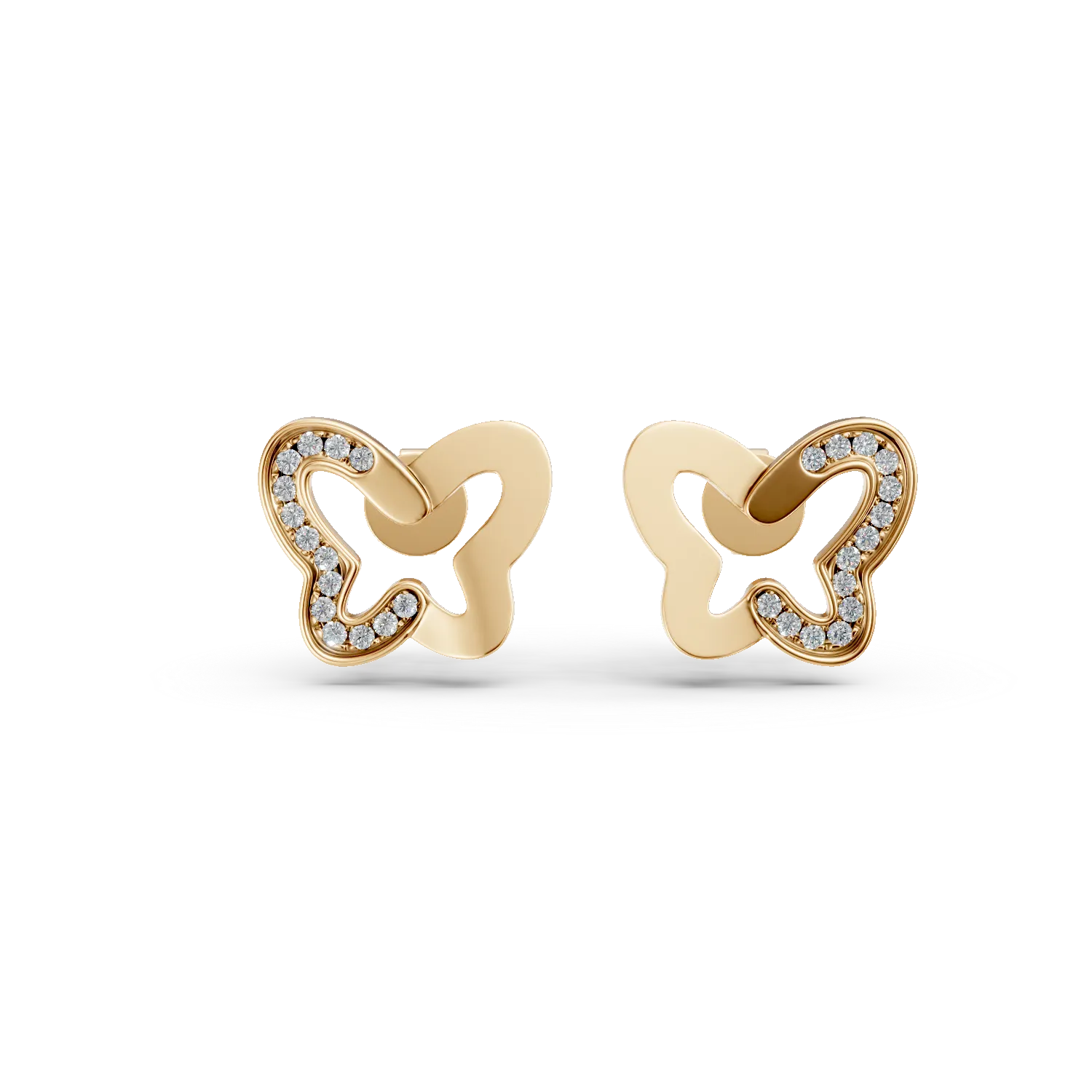 Cercei fluturasi din aur galben cu diamante de 0.07ct