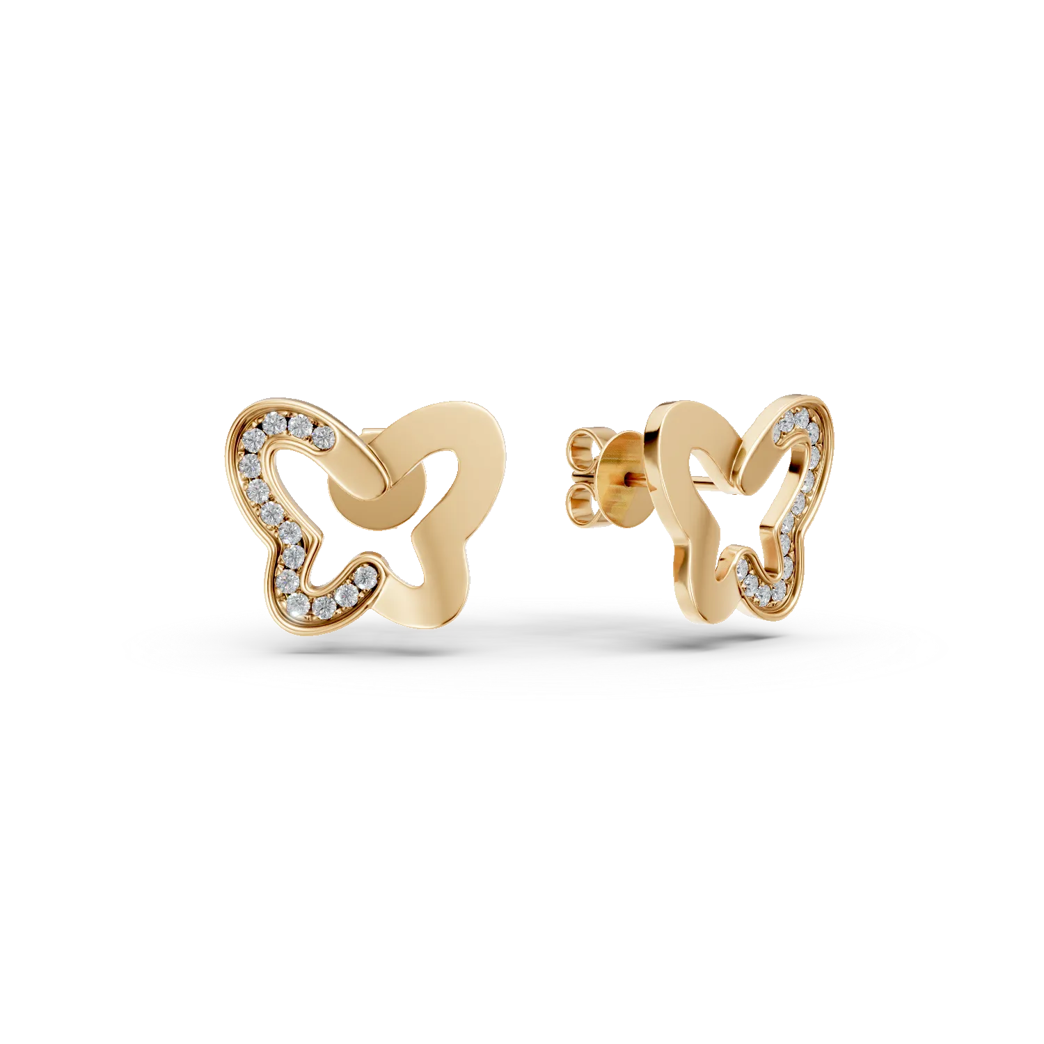 Cercei fluturasi din aur galben cu diamante de 0.07ct