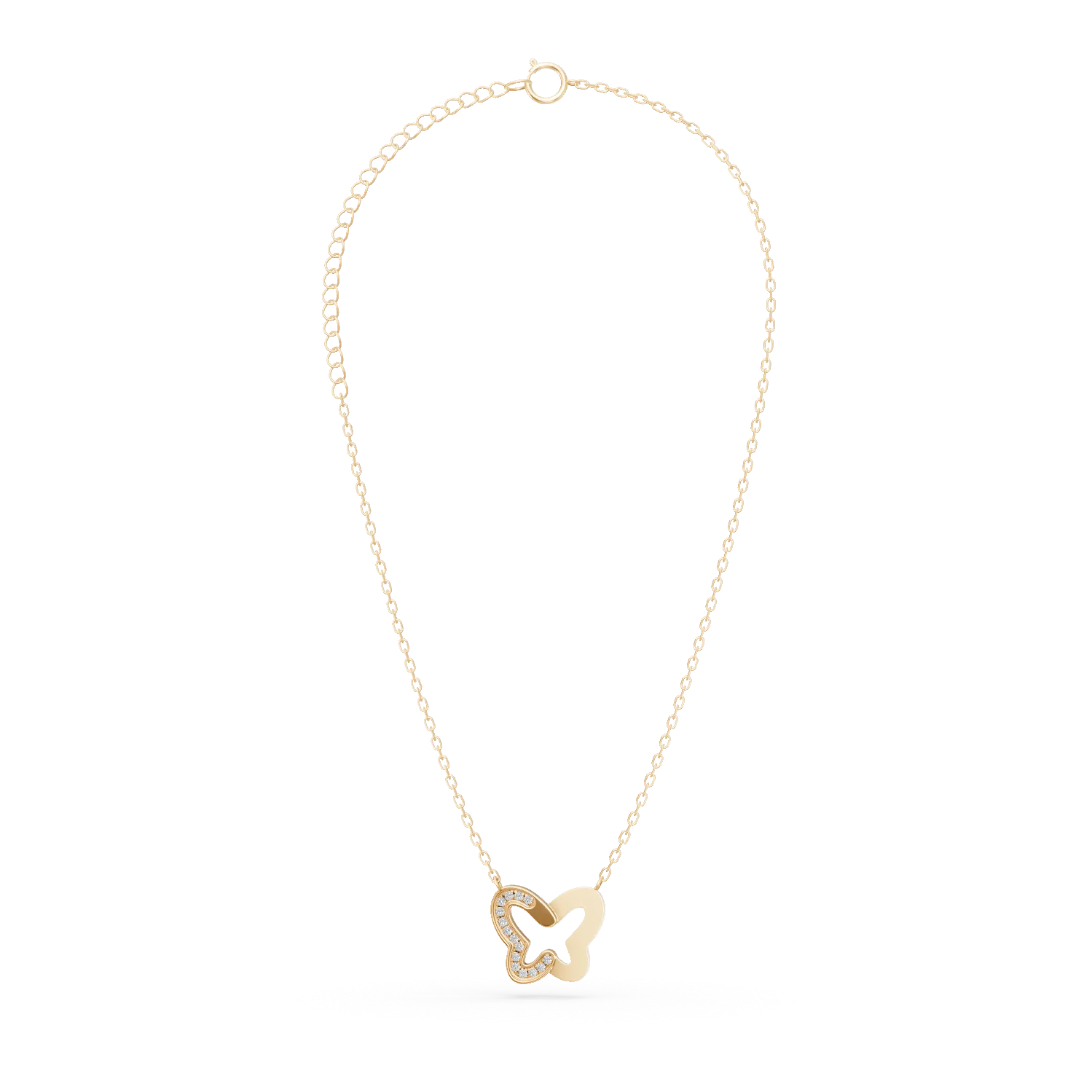 Lant cu pandantiv fluture din aur galben cu diamante de 0.05ct