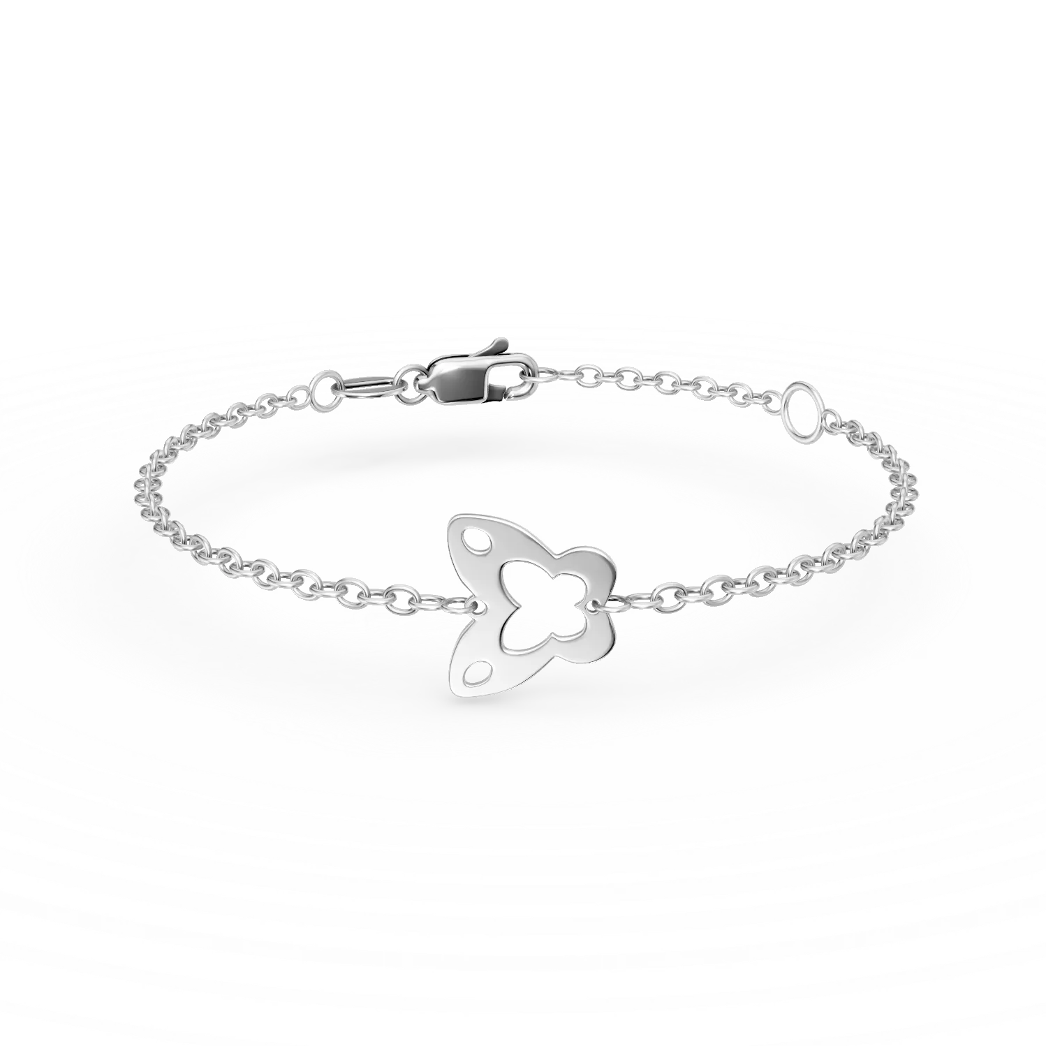 Bratara cu pandantiv fluture din aur alb pentru copii