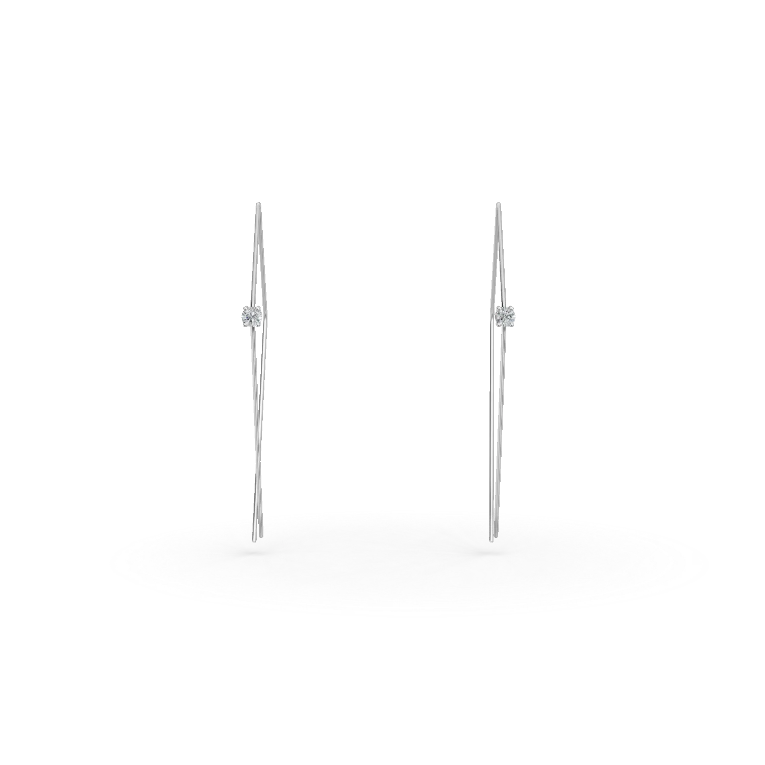 Cercei geometrici din aur alb cu diamante de 0.4ct create in laborator