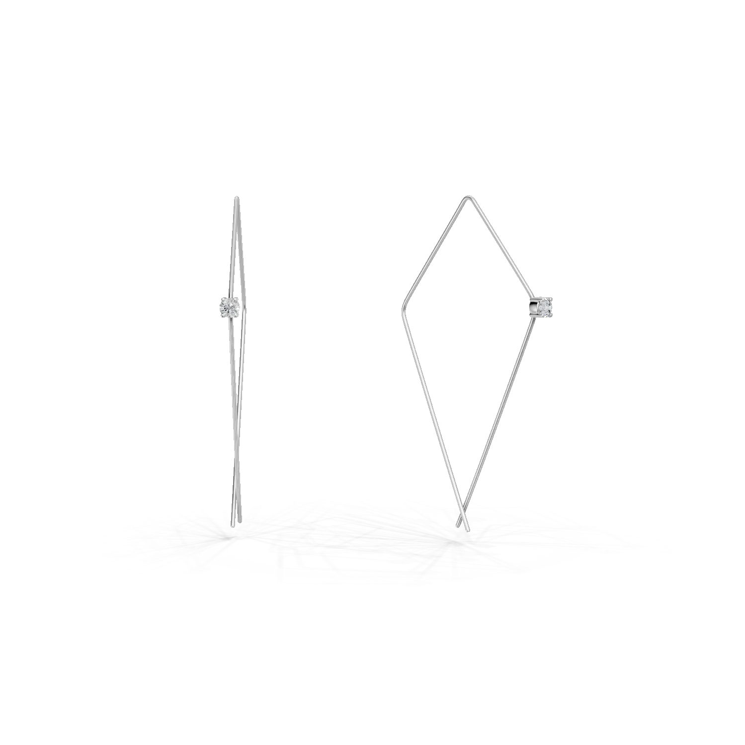 Cercei geometrici din aur alb cu diamante de 0.4ct create in laborator