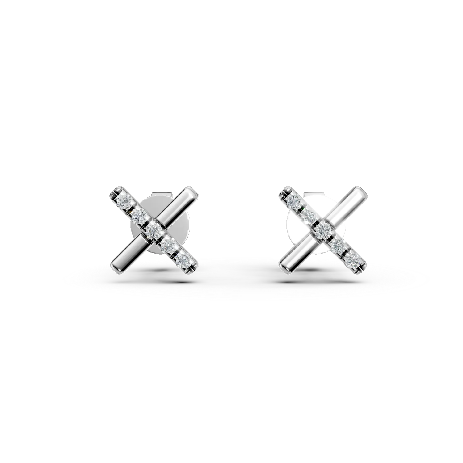 Cercei cruce din aur alb cu diamante de 0.04ct create in laborator