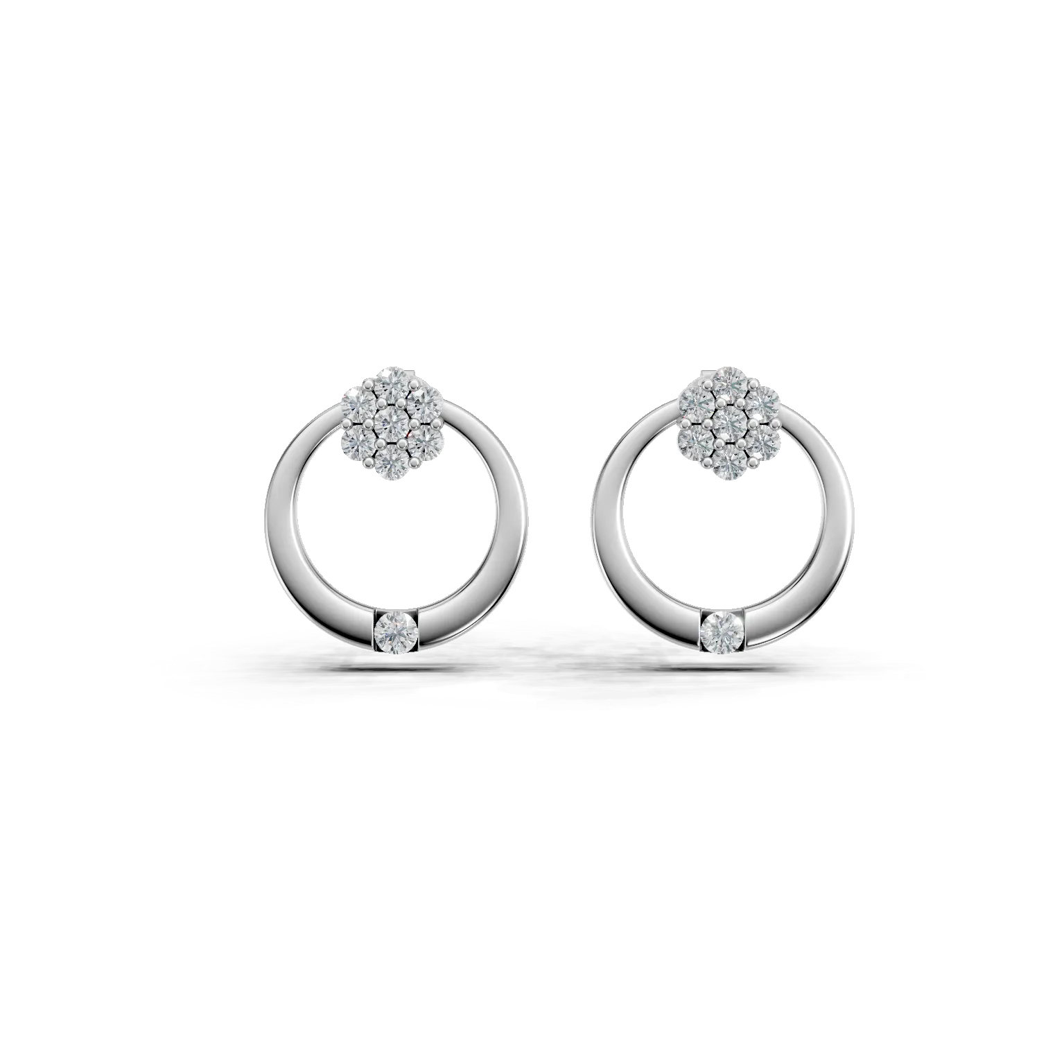 Cercei cerc din aur alb cu diamante de 0.1ct create in laborator