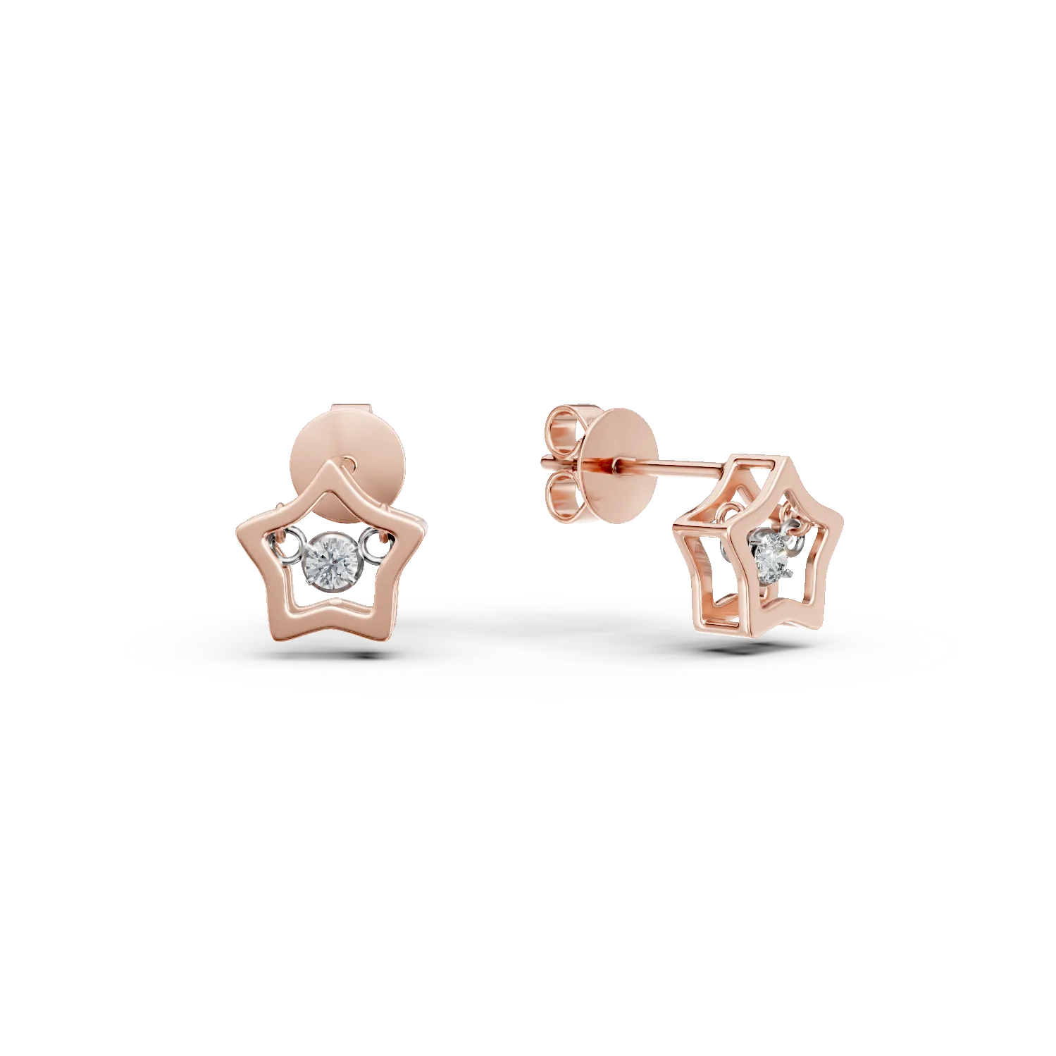 Cercei stelute din aur roz cu diamante de 0.05ct create in laborator Apparel & Accessories > Jewelry > Earrings DAAR 2 Cercei stelute din aur roz cu diamante de 0.05ct create in laborator Apparel & Accessories > Jewelry > Earrings DAAR 2