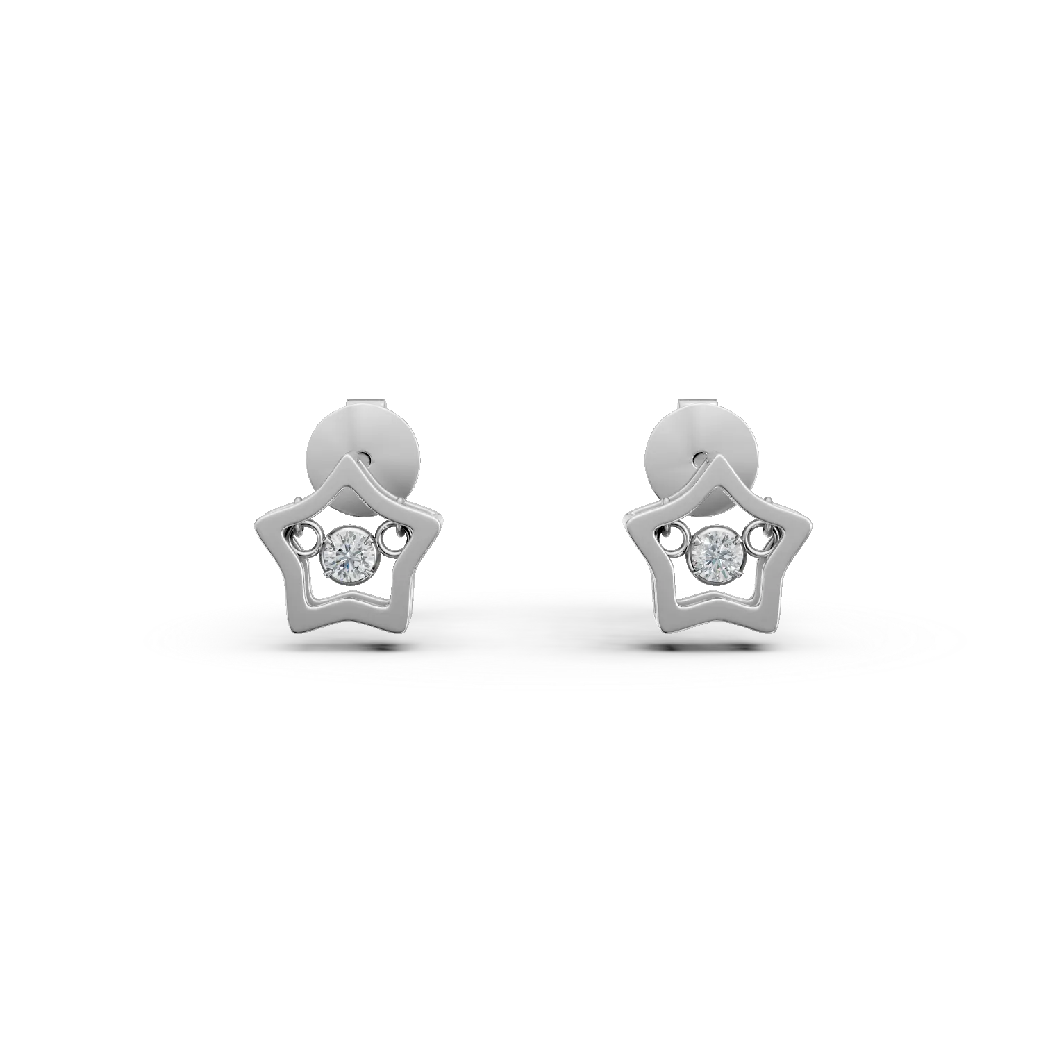Cercei stelute din aur alb cu diamante de 0.05ct create in laborator