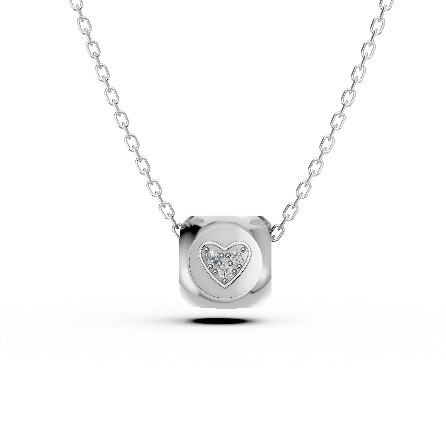 Lant cu pandantiv geometric din aur alb cu diamante de 0.03ct create in laborator