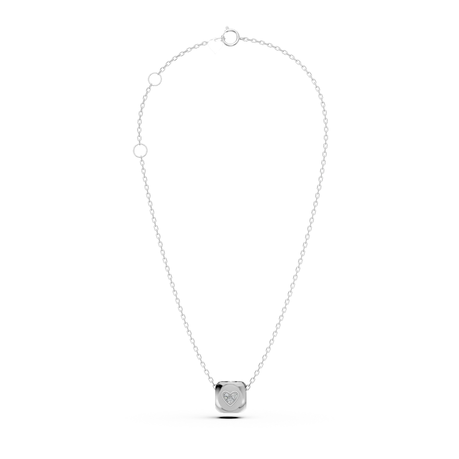 Lant cu pandantiv geometric din aur alb cu diamante de 0.03ct create in laborator