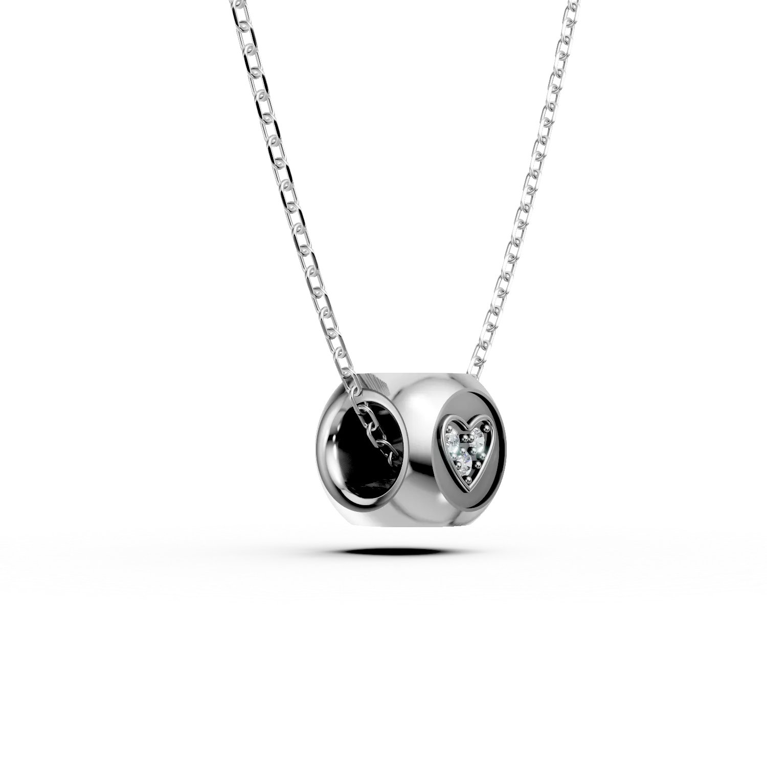 Lant cu pandantiv geometric din aur alb cu diamante de 0.03ct create in laborator