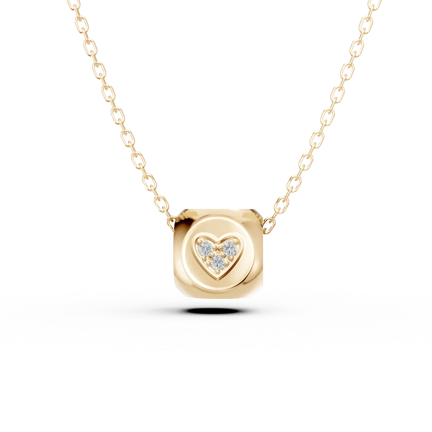 Lant cu pandantiv geometric din aur galben cu diamante de 0.03ct create in laborator