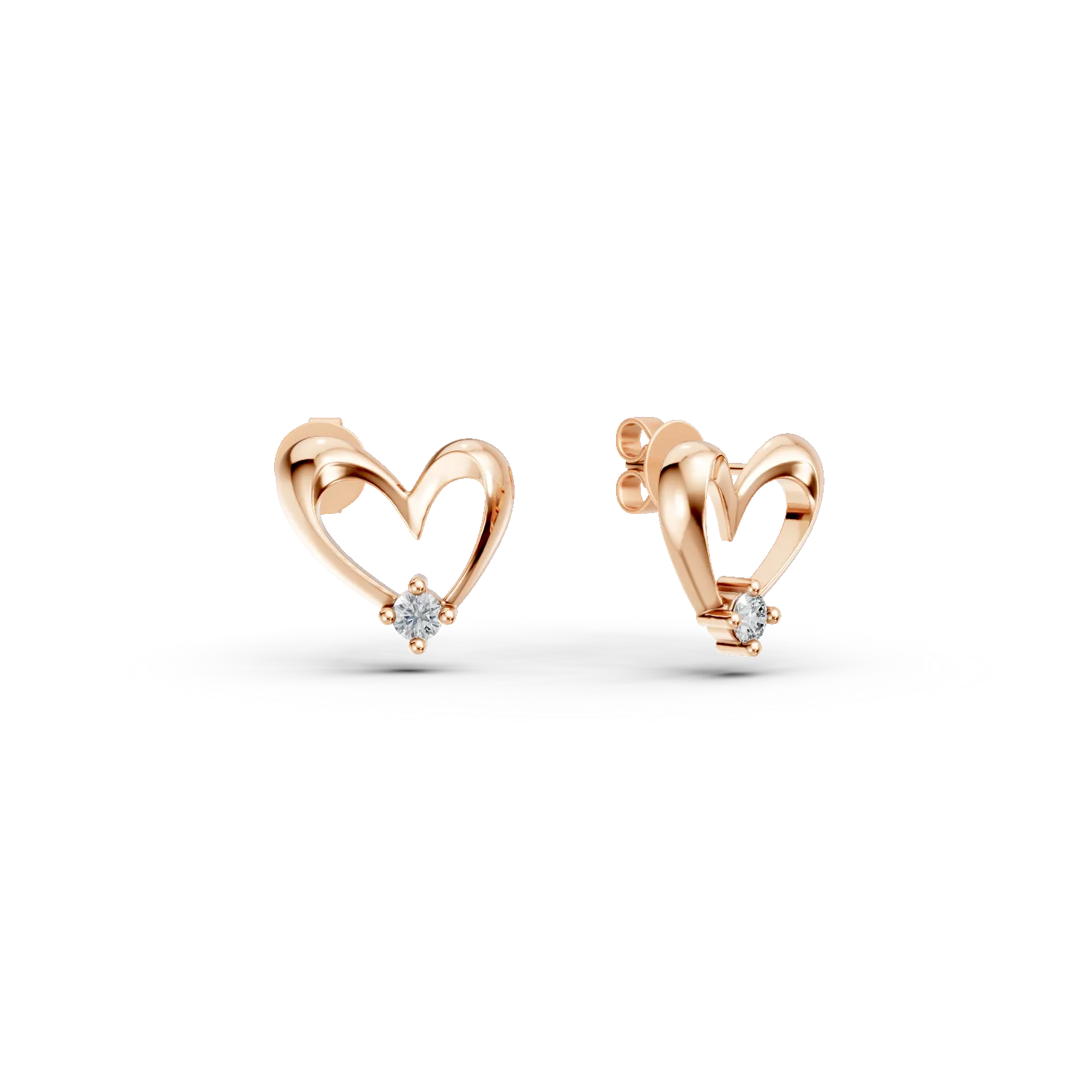 Cercei inimioara din aur roz cu diamante de 0.04ct create in laborator Apparel & Accessories > Jewelry > Earrings DAAR 2 Cercei inimioara din aur roz cu diamante de 0.04ct create in laborator Apparel & Accessories > Jewelry > Earrings DAAR 2