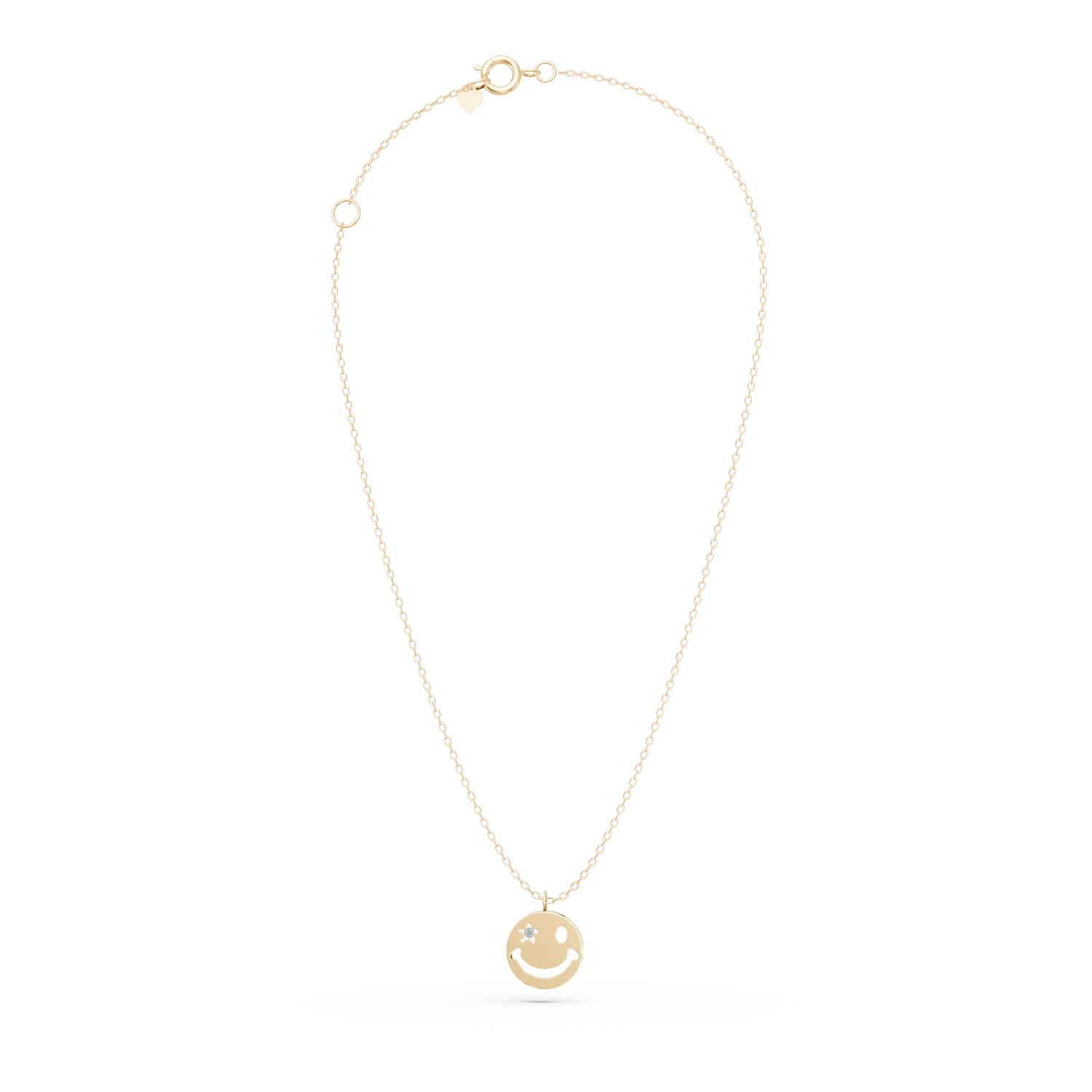 Lant cu pandantiv smiley din aur galben cu diamant de 0.01ct creat in laborator