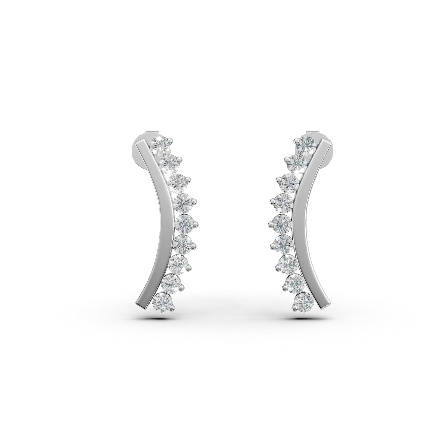 Cercei minimalisti din aur alb cu diamante de 0.1ct create in laborator