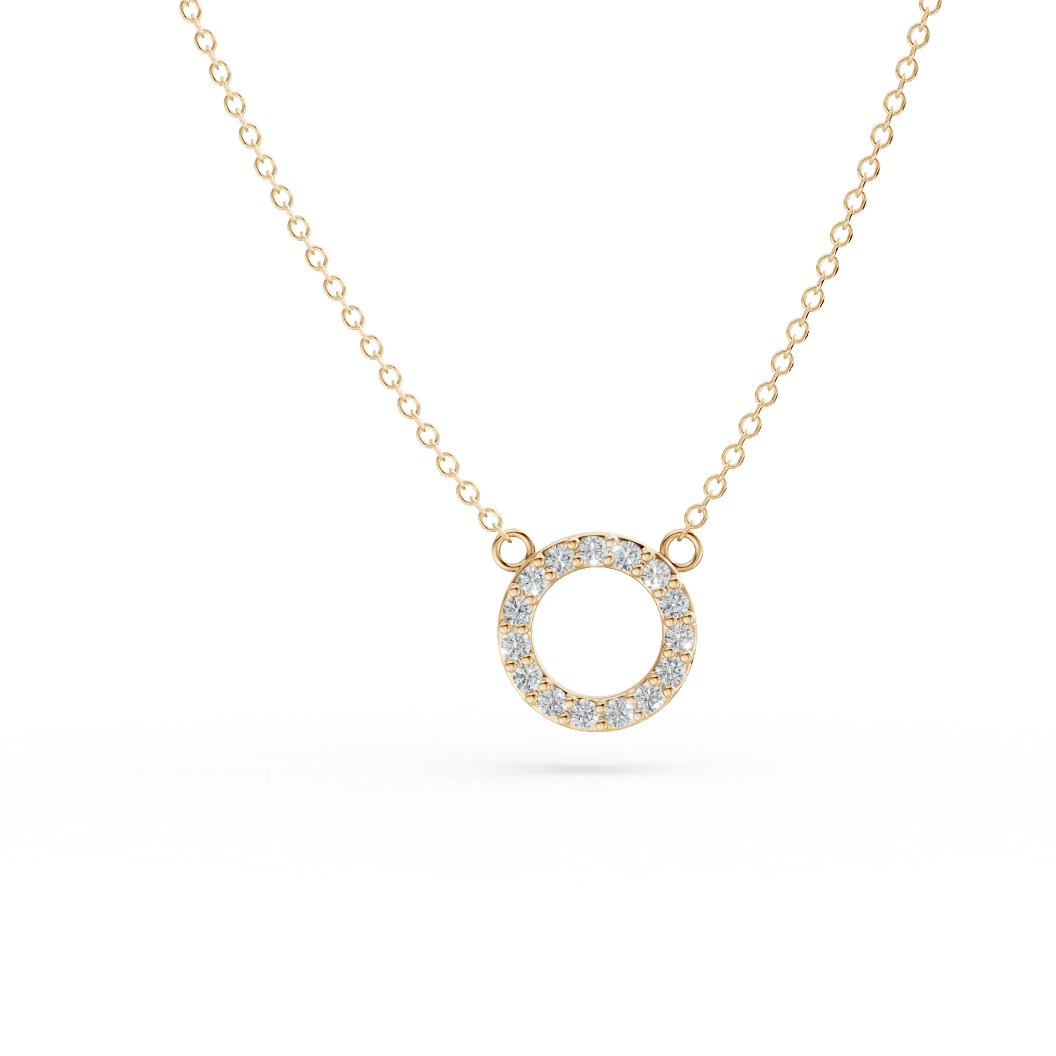 Lant cu pandantiv cerc din aur galben cu zirconii