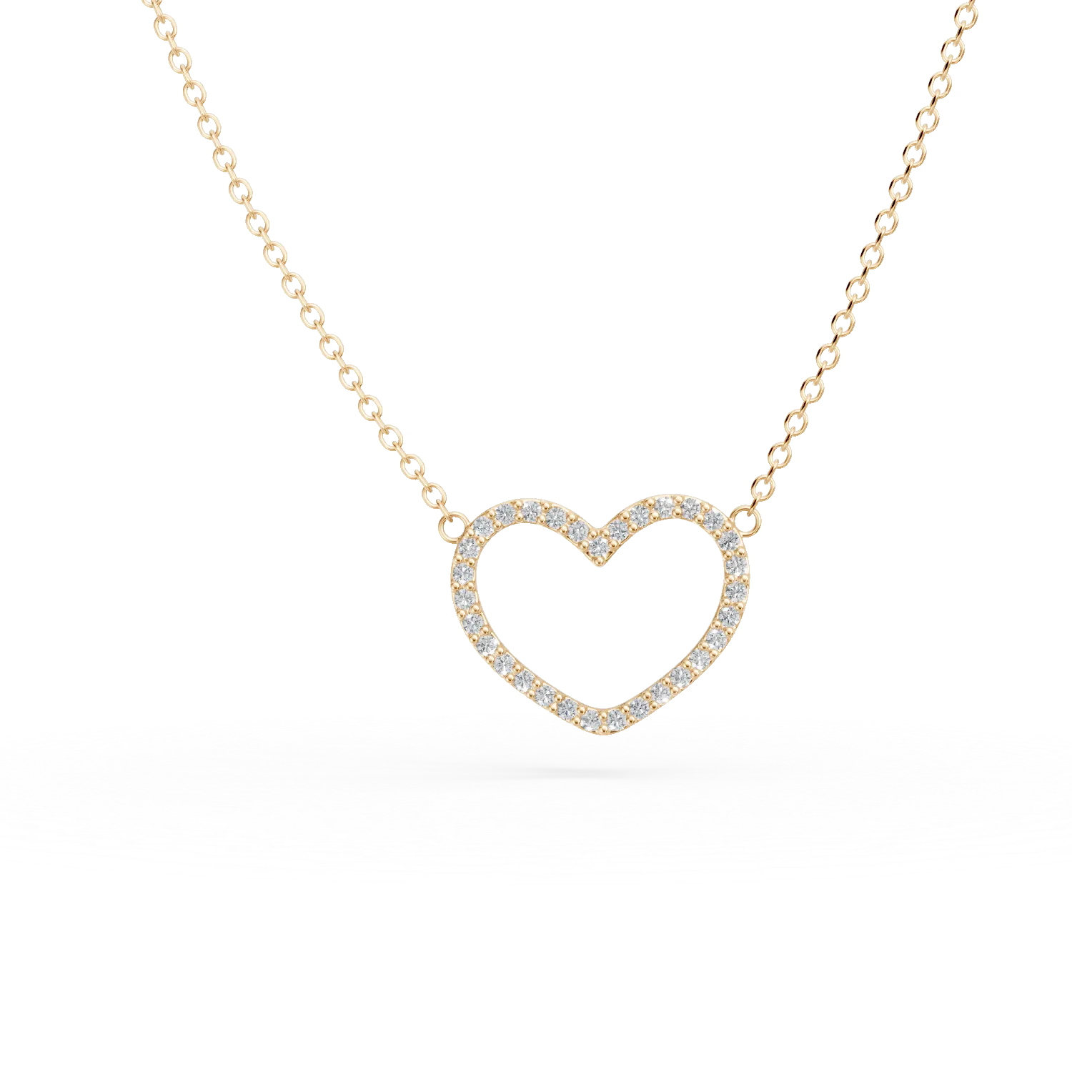 Lant cu pandantiv inima din aur galben cu zirconii