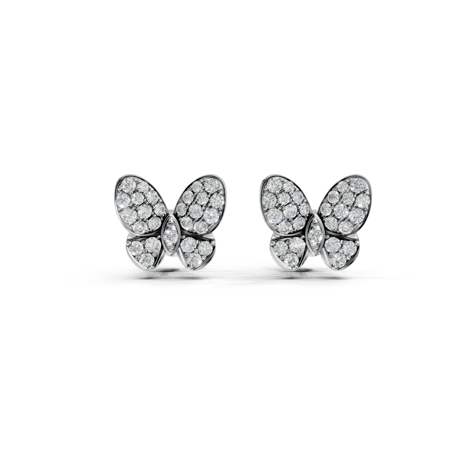 Cercei fluturasi din aur alb cu diamante de 0.3ct create in laborator