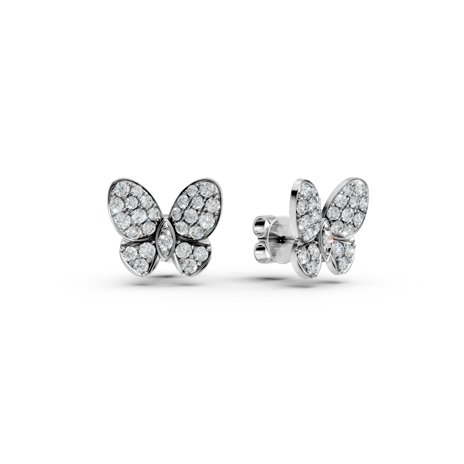 Cercei fluturasi din aur alb cu diamante de 0.3ct create in laborator