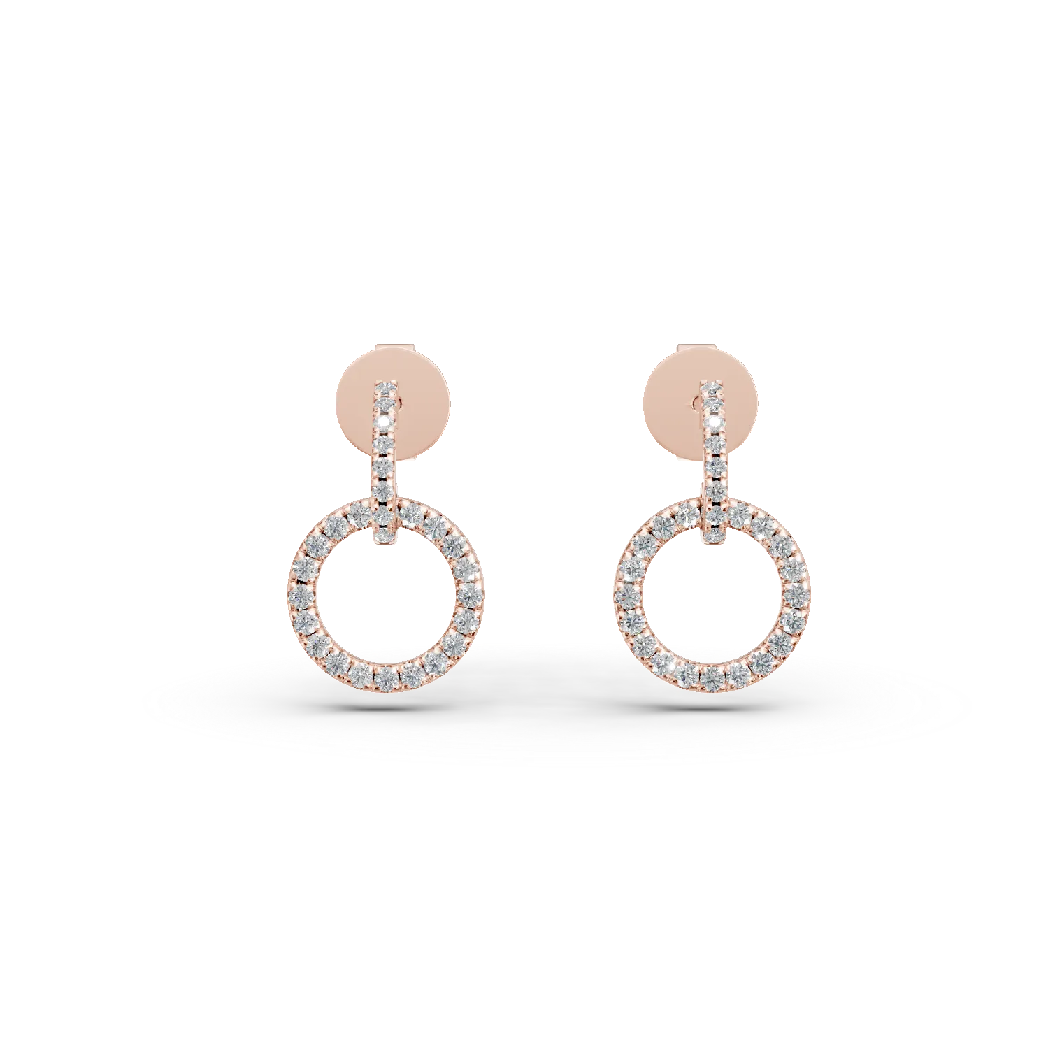 Cercei cerc din aur roz cu diamante de 0.2ct create in laborator