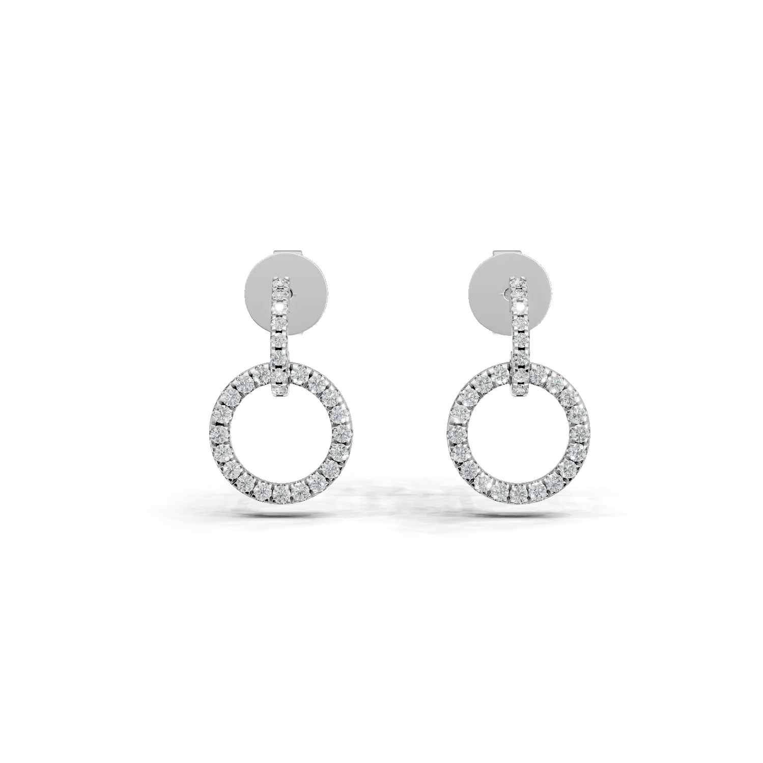 Cercei cerc din aur alb cu diamante de 0.2ct create in laborator