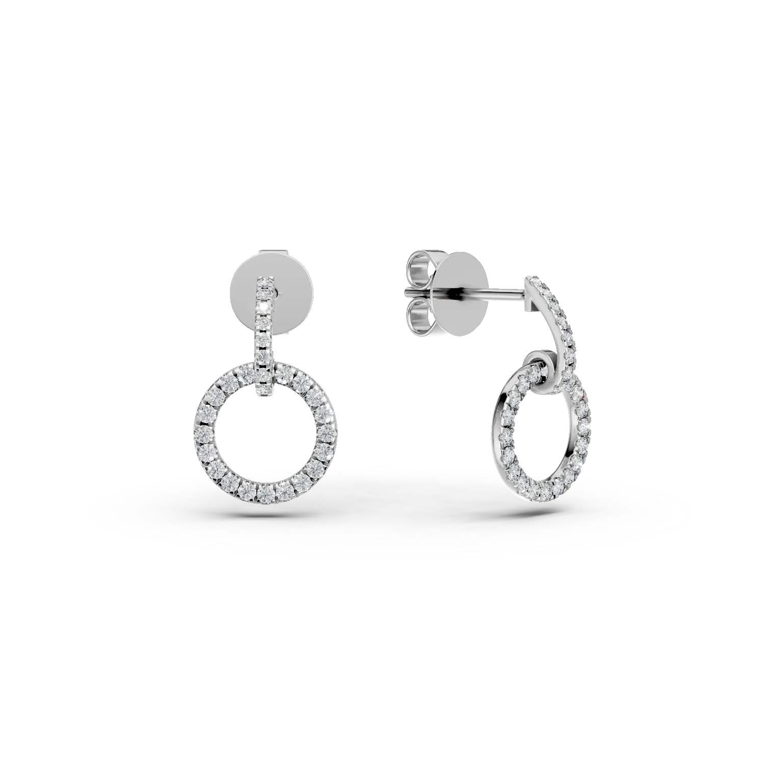 Cercei cerc din aur alb cu diamante de 0.2ct create in laborator