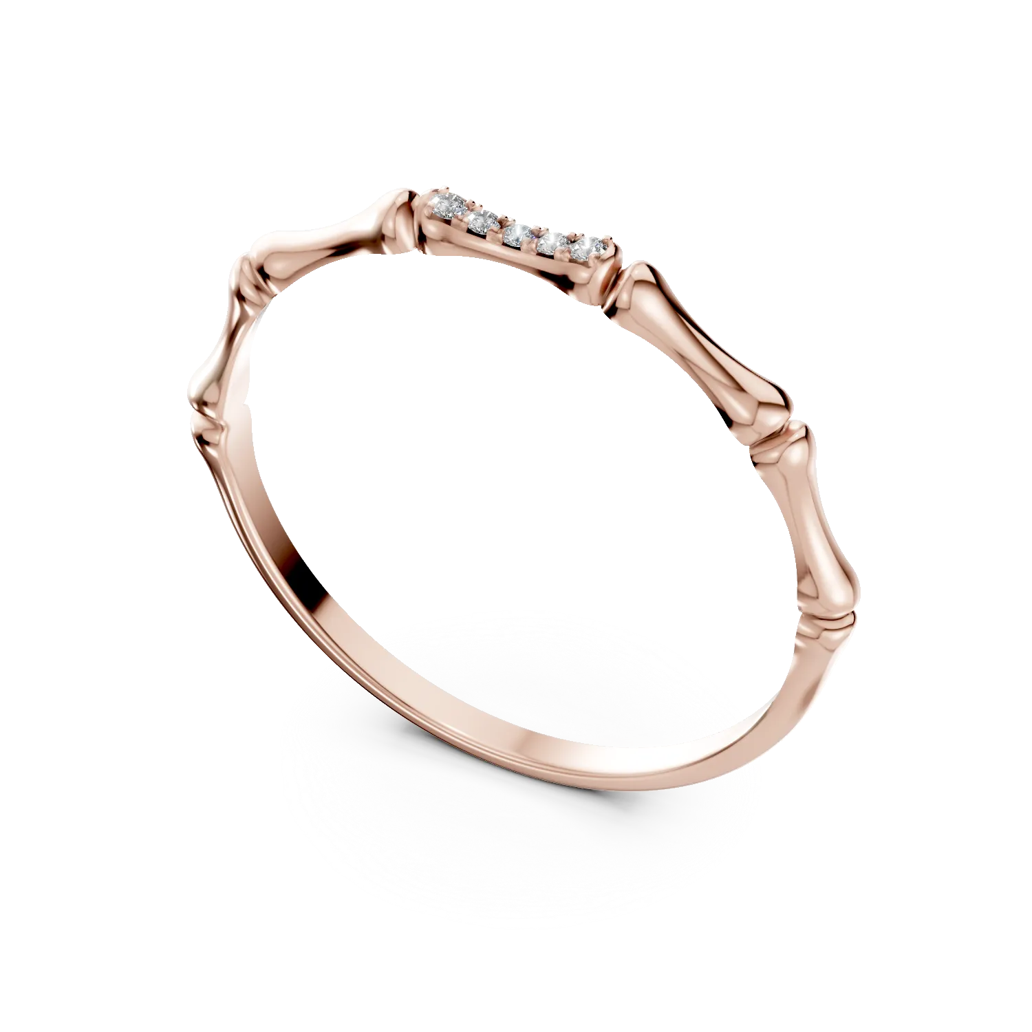 Inel minimalist din aur roz cu diamante de 0.01ct