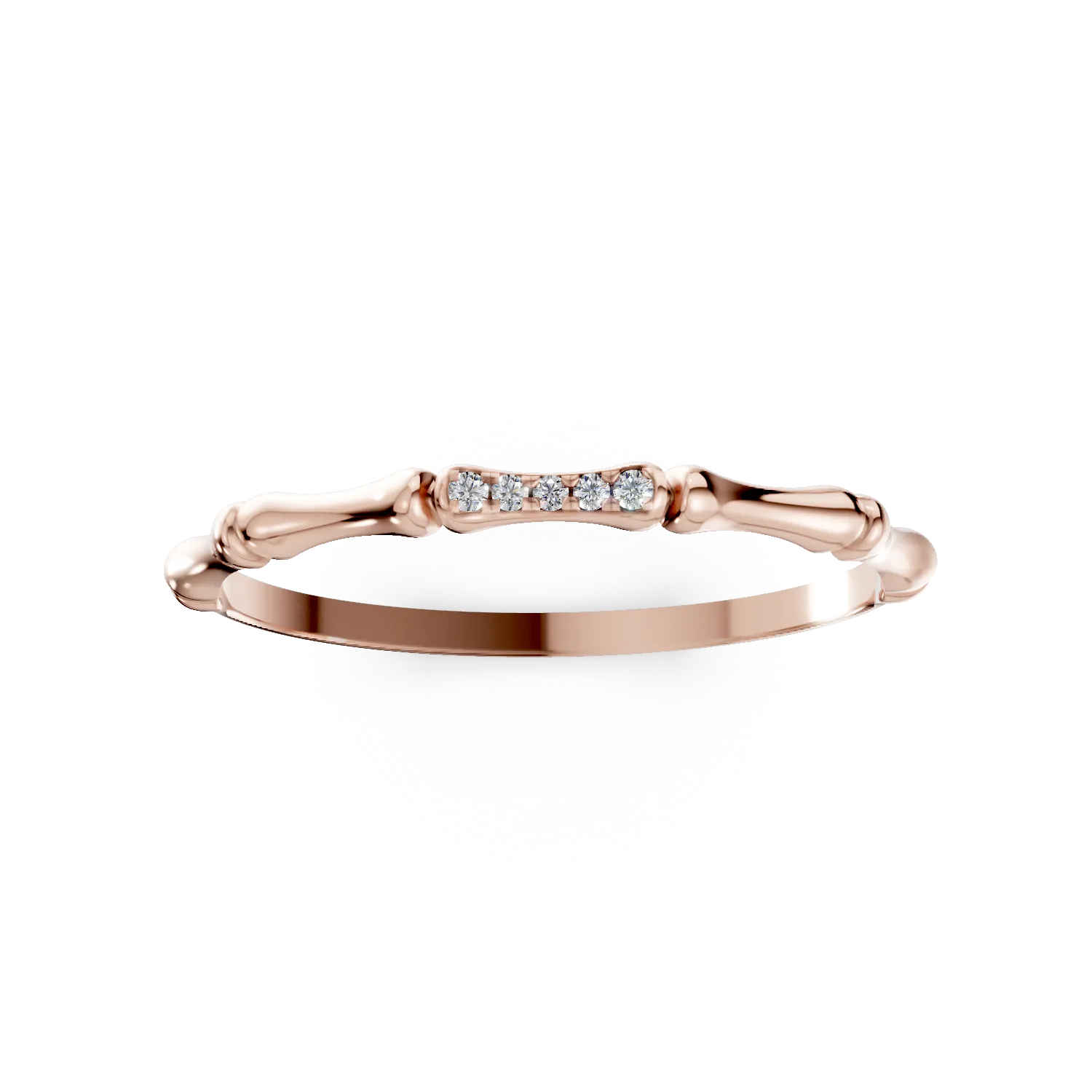 Inel minimalist din aur roz cu diamante de 0.01ct