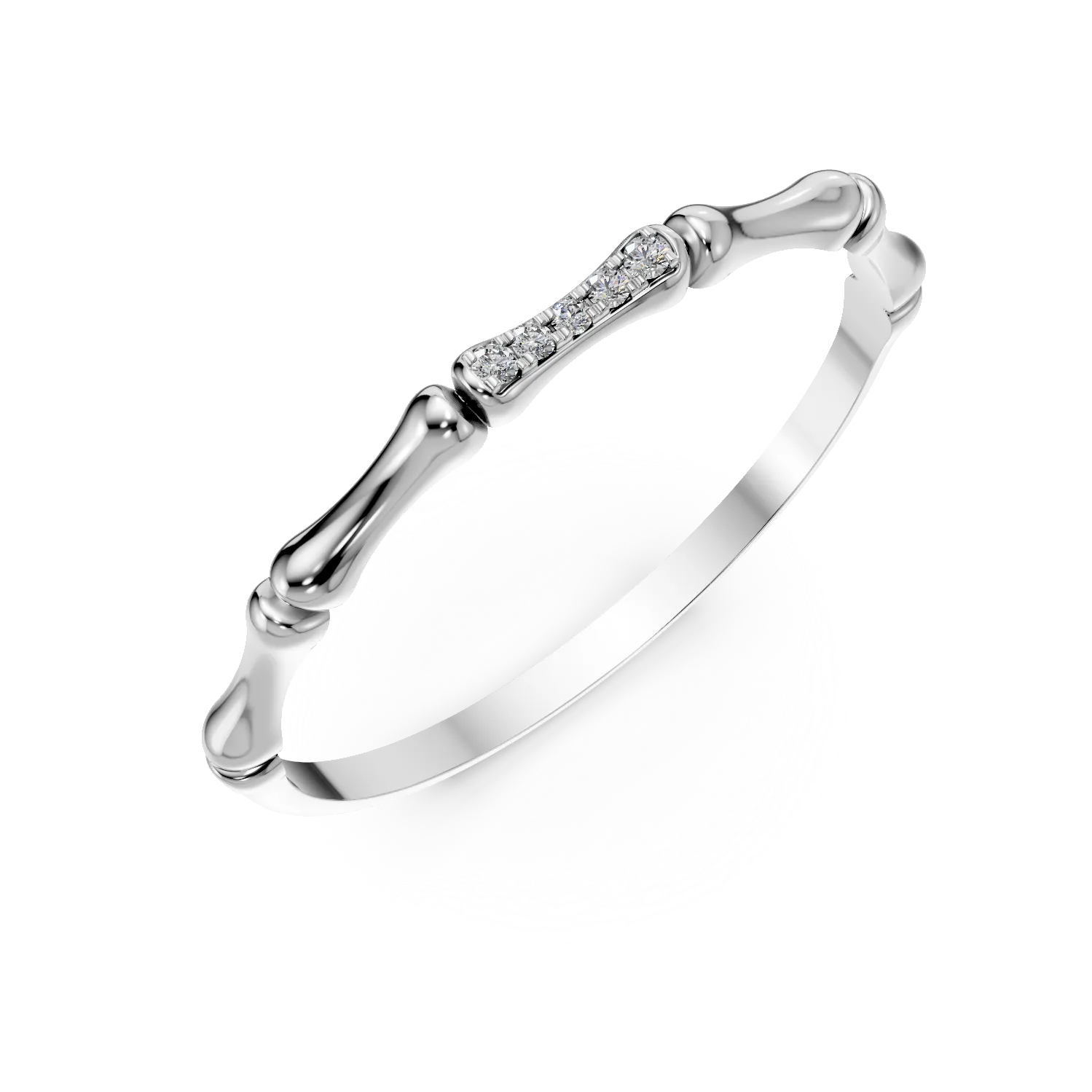 Inel minimalist din aur alb cu diamante de 0.01ct create in laborator