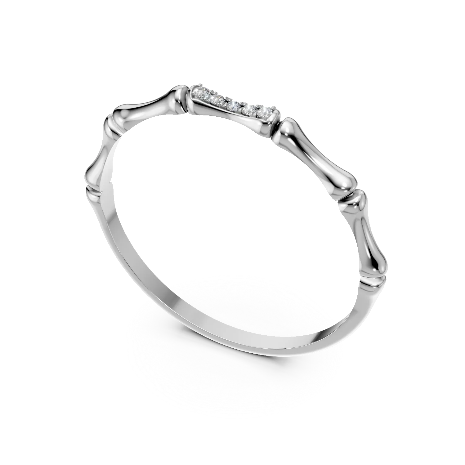 Inel minimalist din aur alb cu diamante de 0.01ct create in laborator