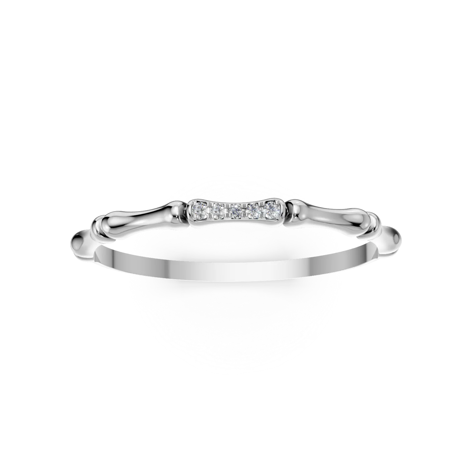 Inel minimalist din aur alb cu diamante de 0.01ct create in laborator