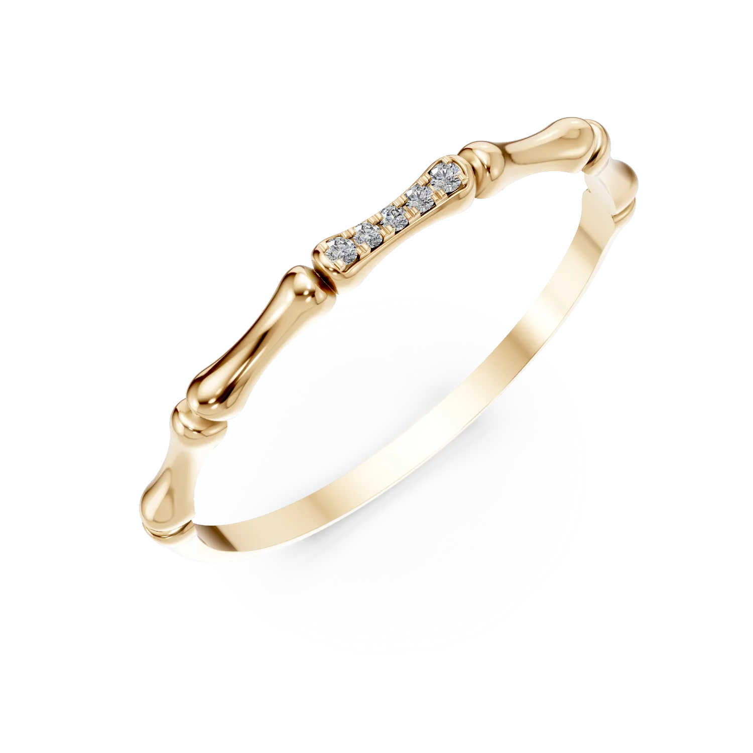 Inel minimalist din aur galben cu diamante de 0.01ct create in laborator