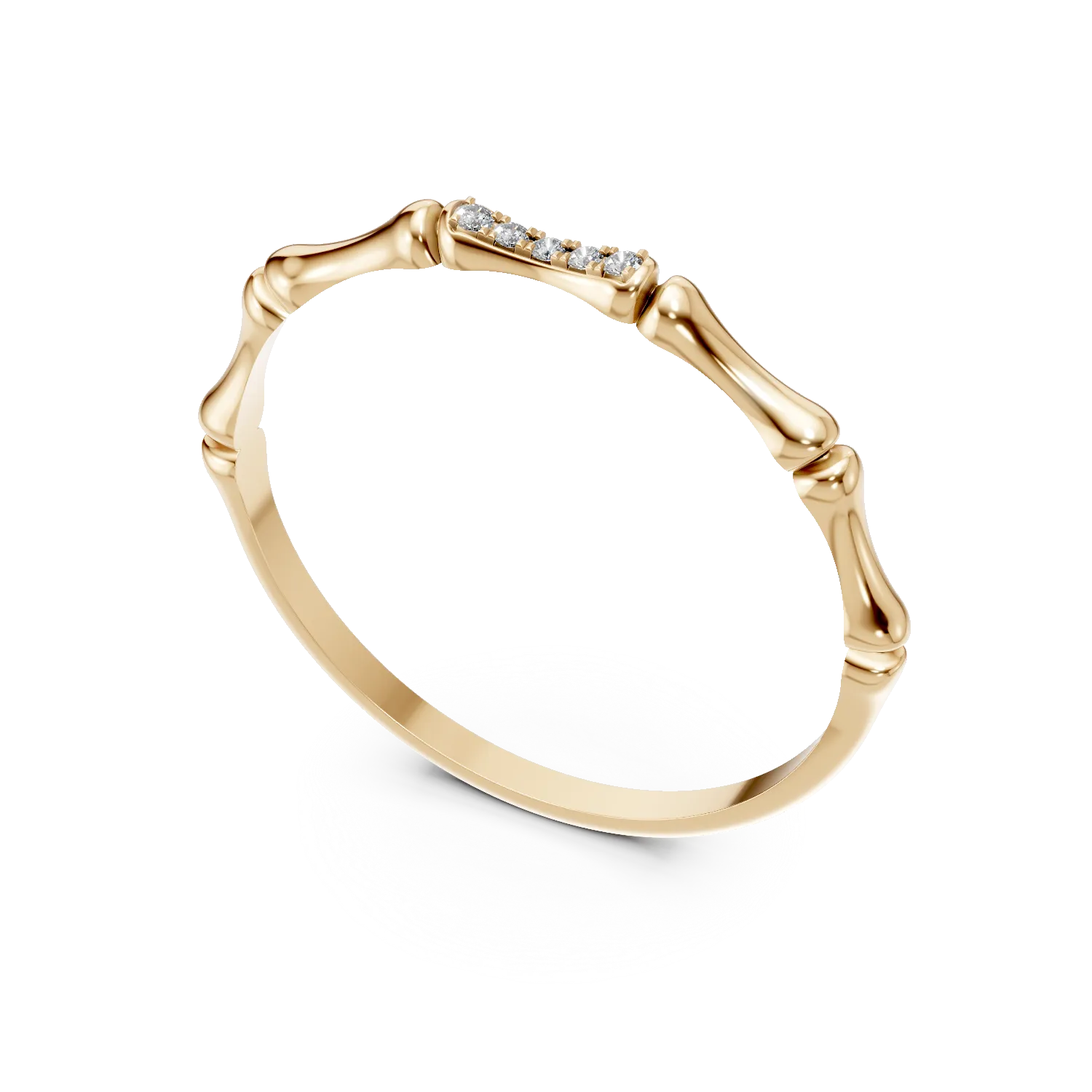 Inel minimalist din aur galben cu diamante de 0.01ct create in laborator