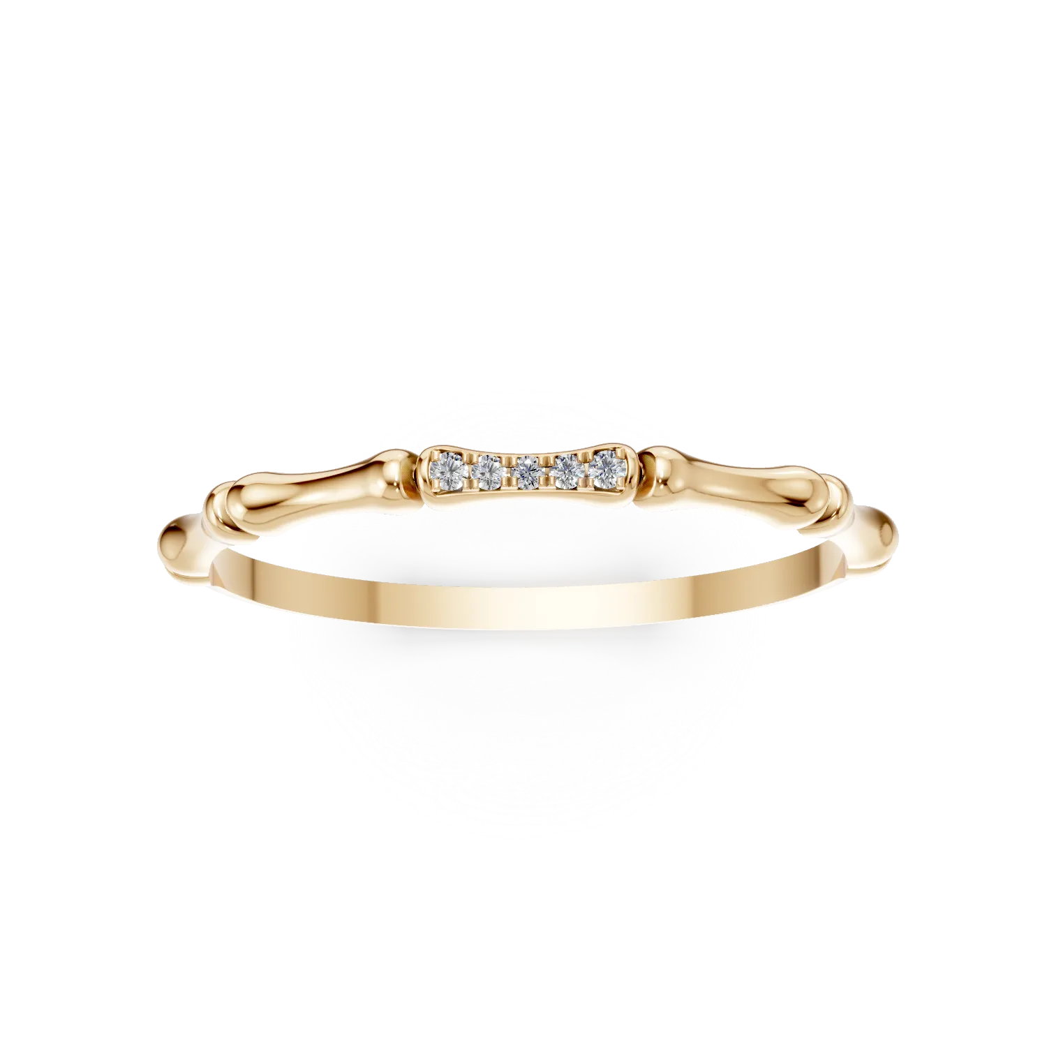Inel minimalist din aur galben cu diamante de 0.01ct create in laborator
