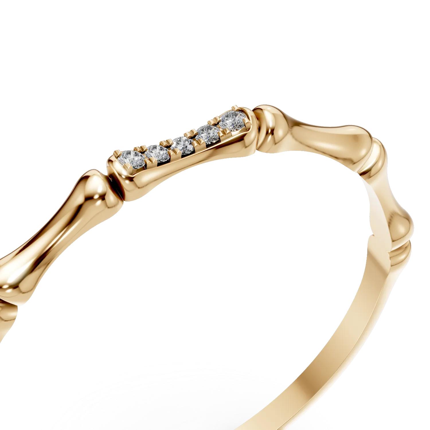 Inel minimalist din aur galben cu diamante de 0.01ct create in laborator