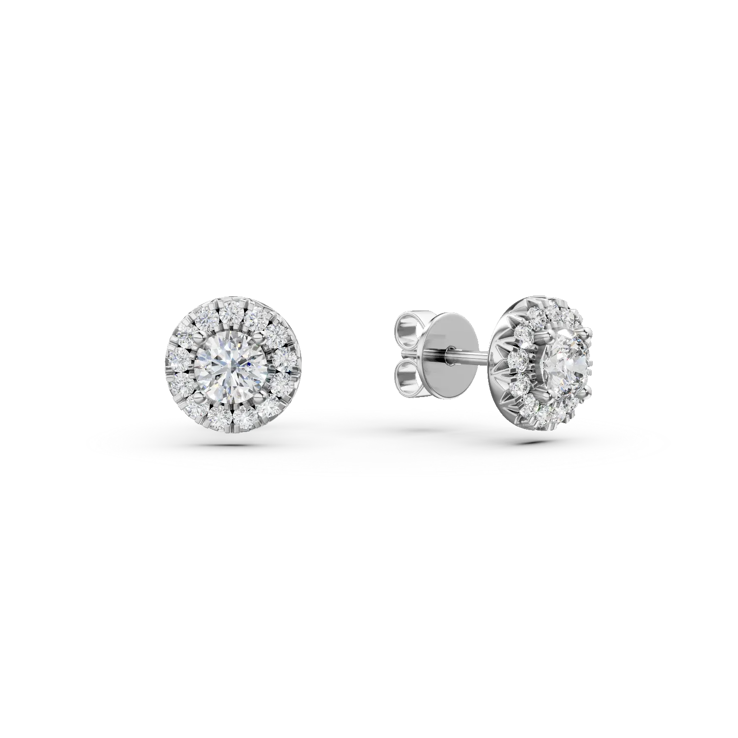 Cercei din aur alb cu diamante de 1.1ct create in laborator