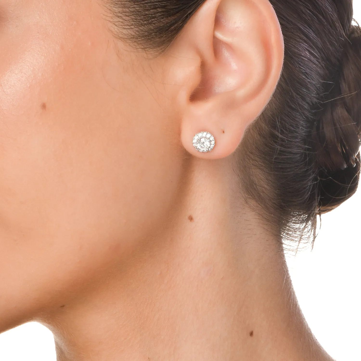 Cercei din aur alb cu diamante de 1.1ct create in laborator