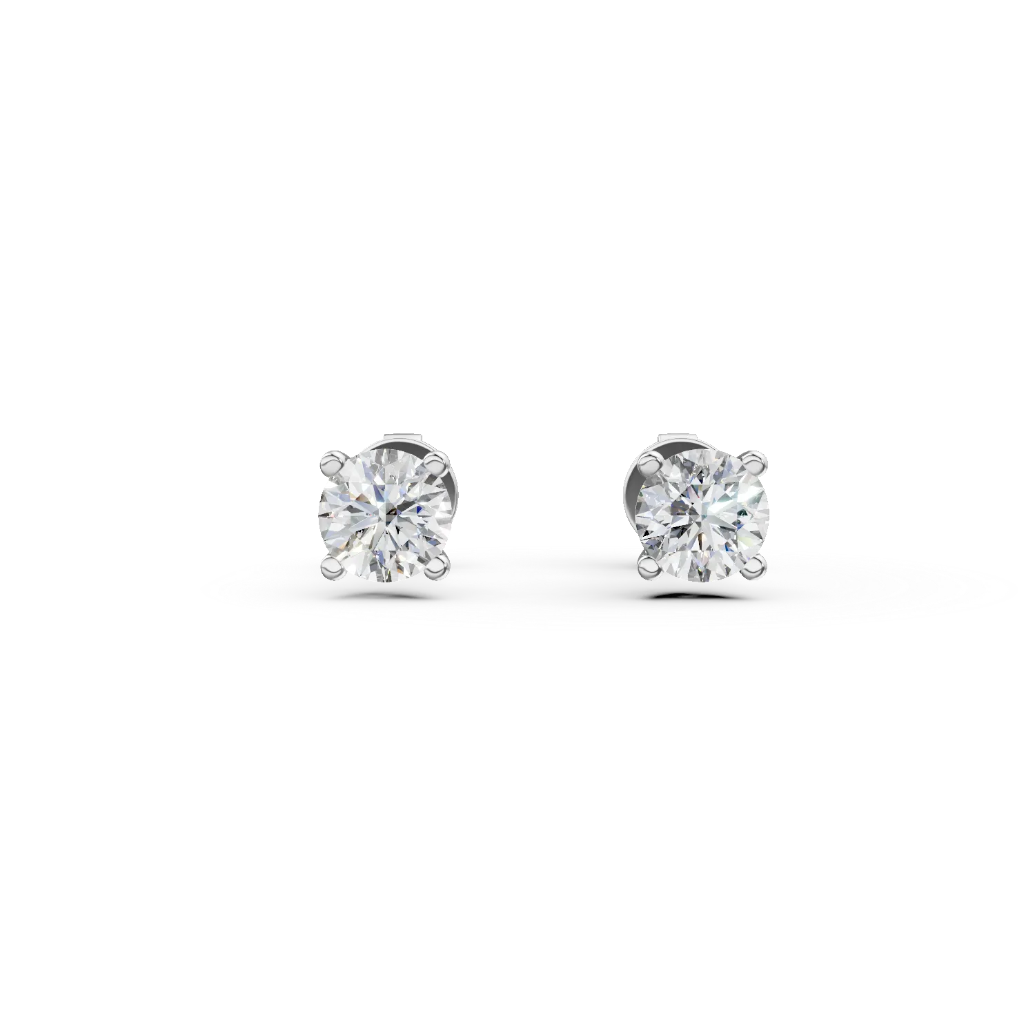 Cercei din aur alb cu diamante solitaire de 0.4ct create in laborator taietura rotunda